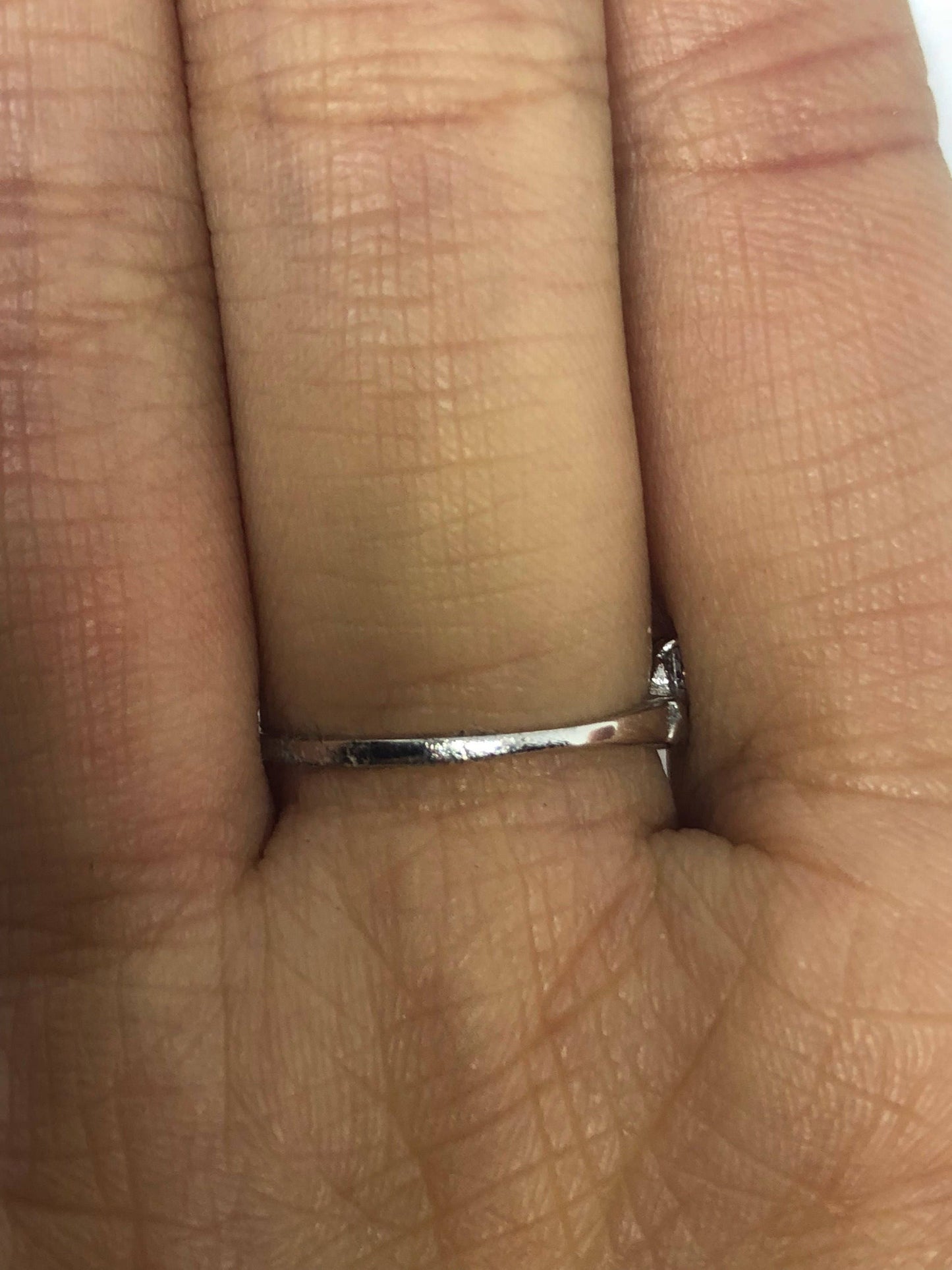 Brooklyn Line Micro Cubic Zirconia Crystal Sterling Silver Band Ring