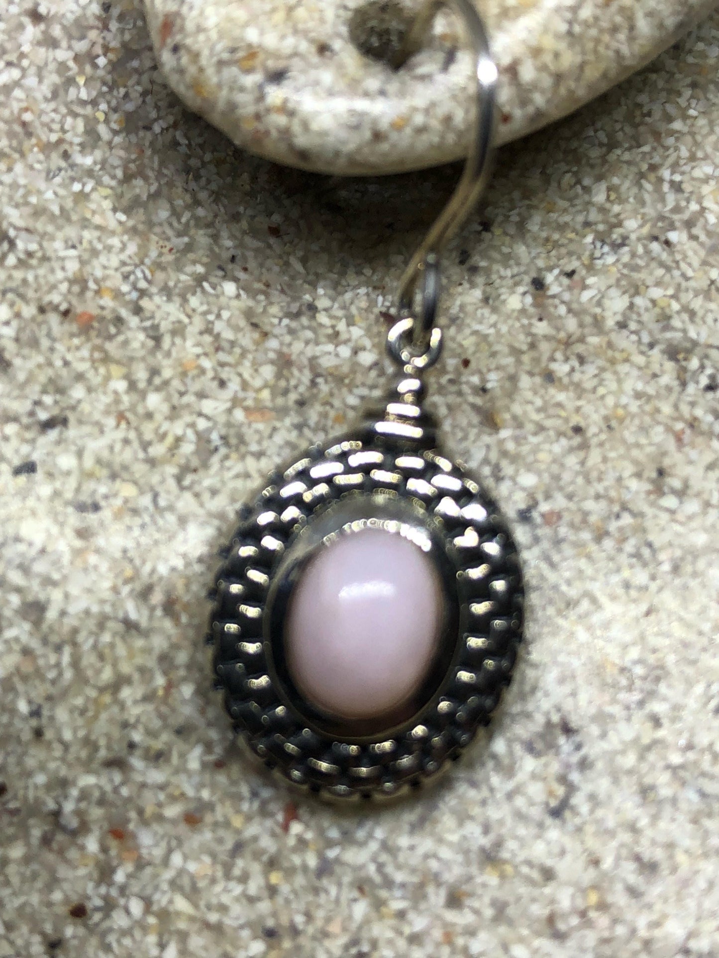 Vintage Handmade 925 Sterling Silver Genuine Pink Earrings
