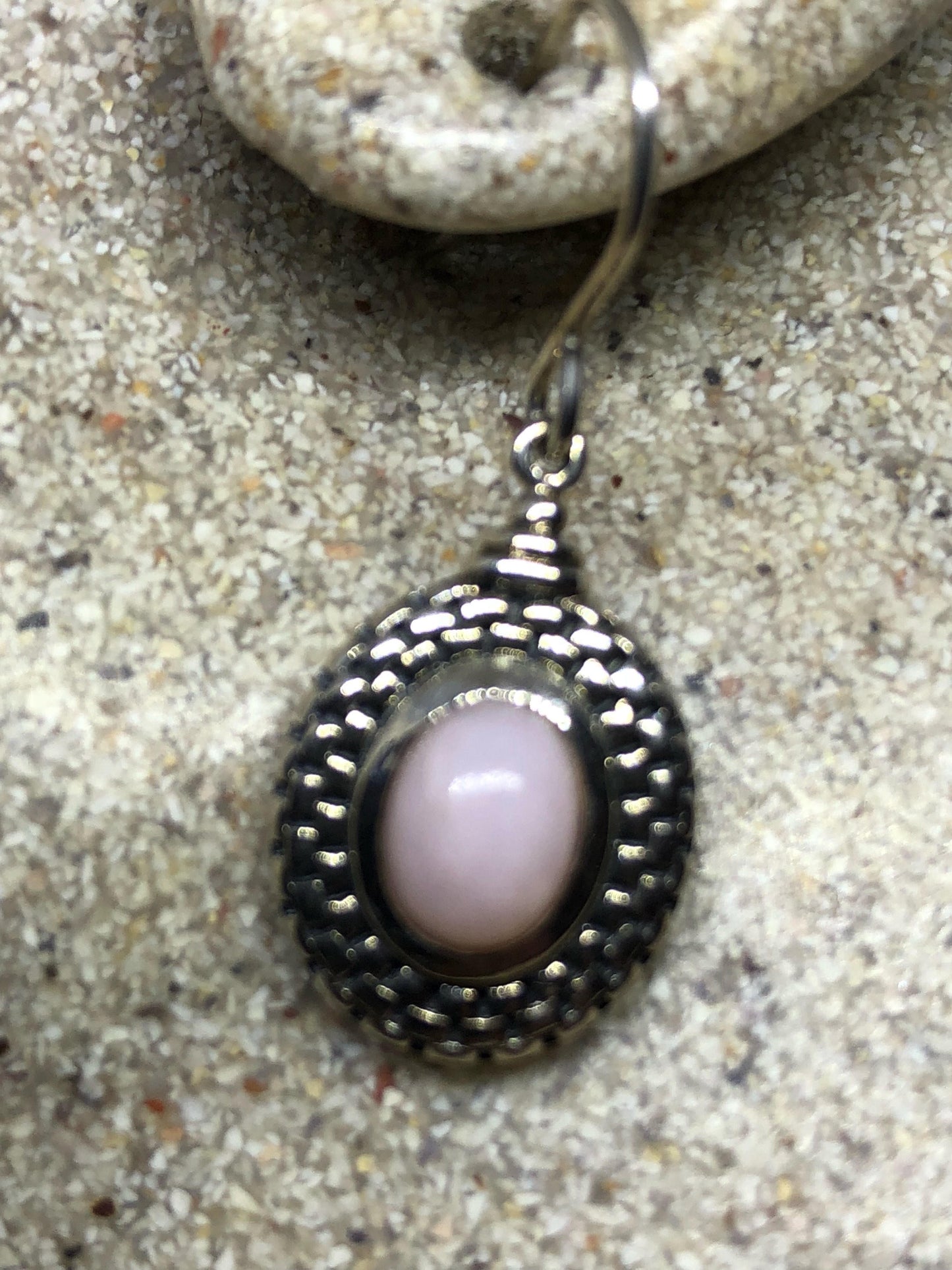 Vintage Handmade 925 Sterling Silver Genuine Pink Earrings