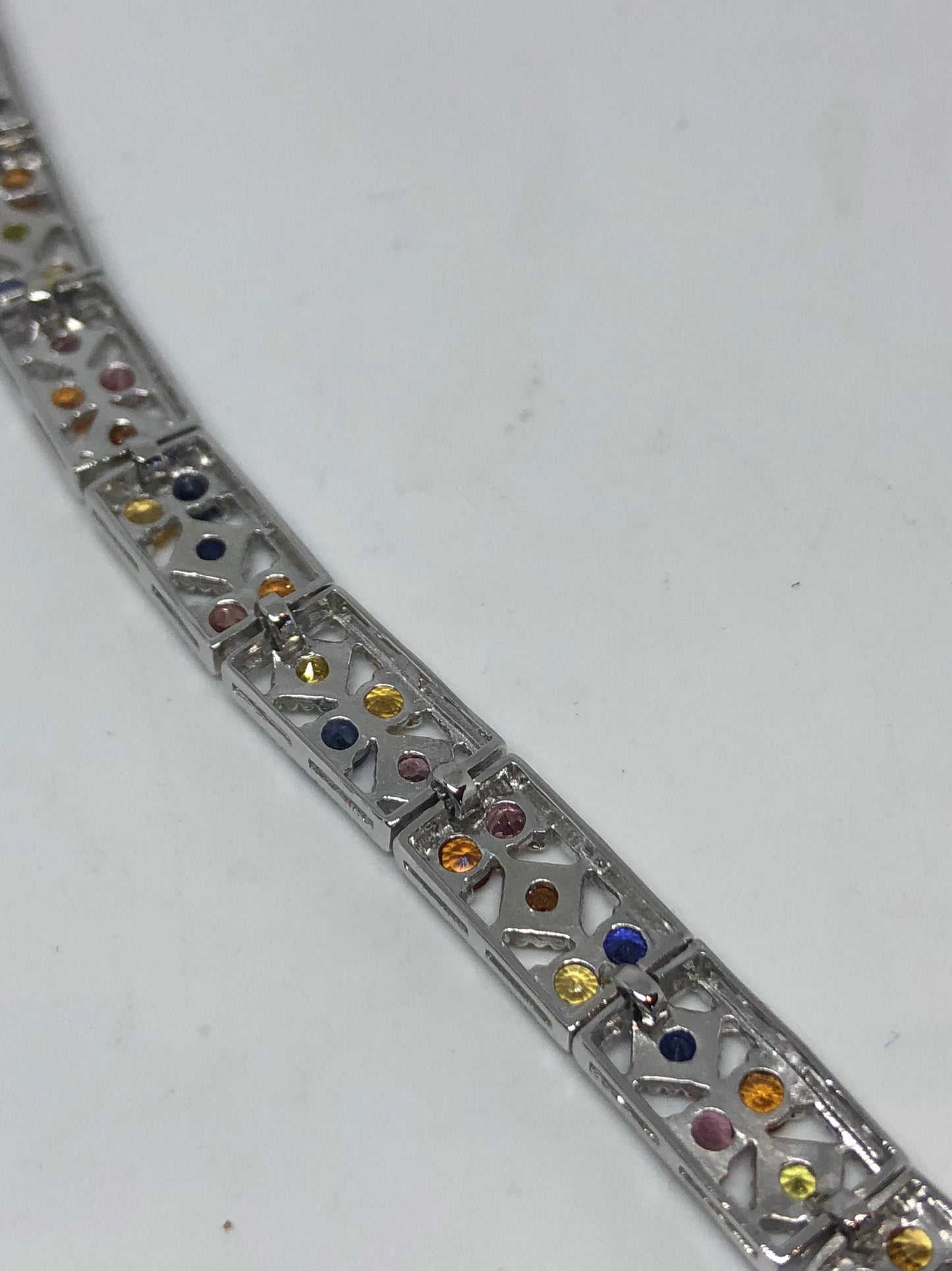 Vintage Handmade Watermelon Tourmaline in 925 Sterling Silver Bracelet