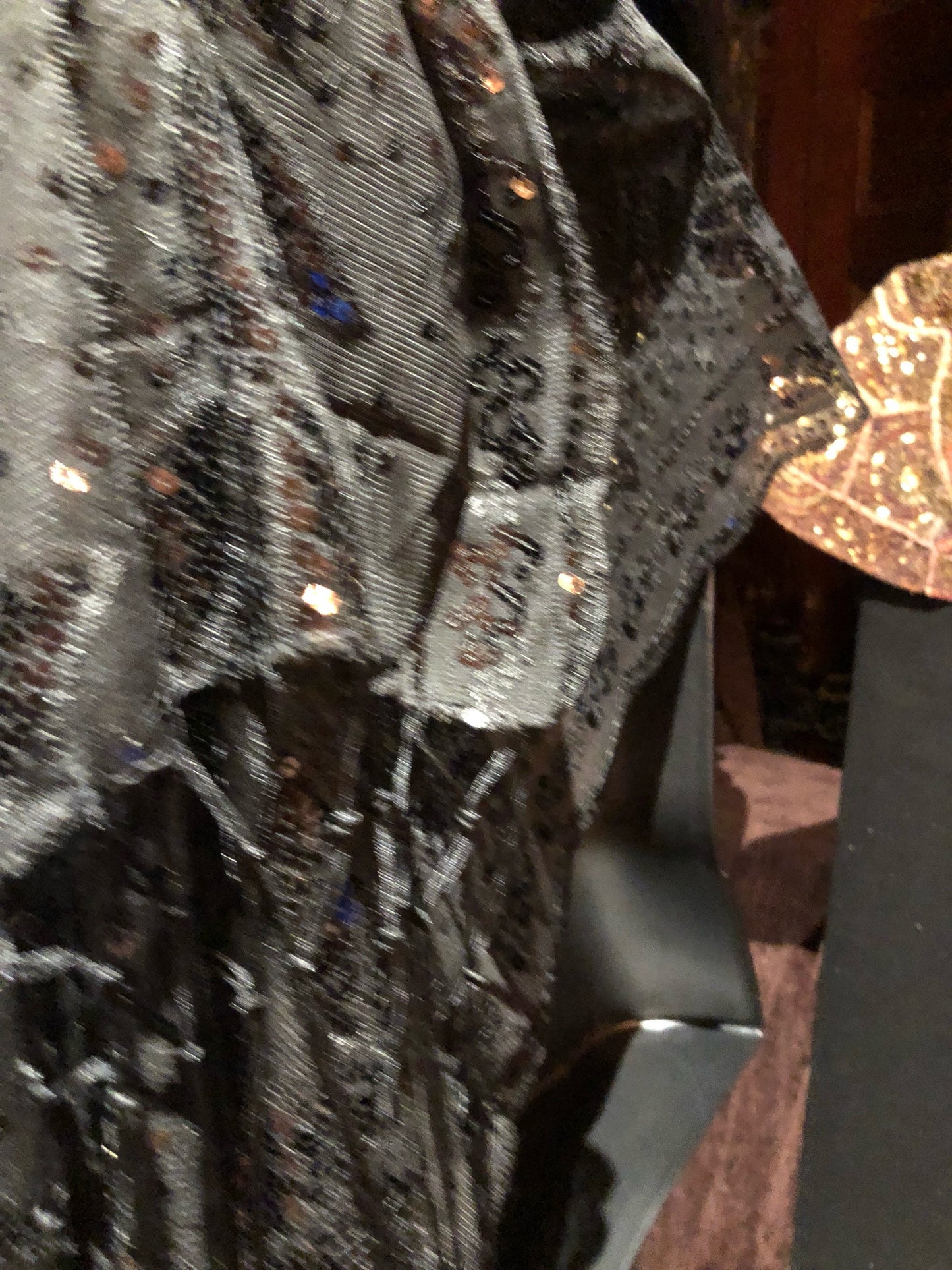 Vitage Styled Sheer black flower Sequined embroidered wrap Shawl