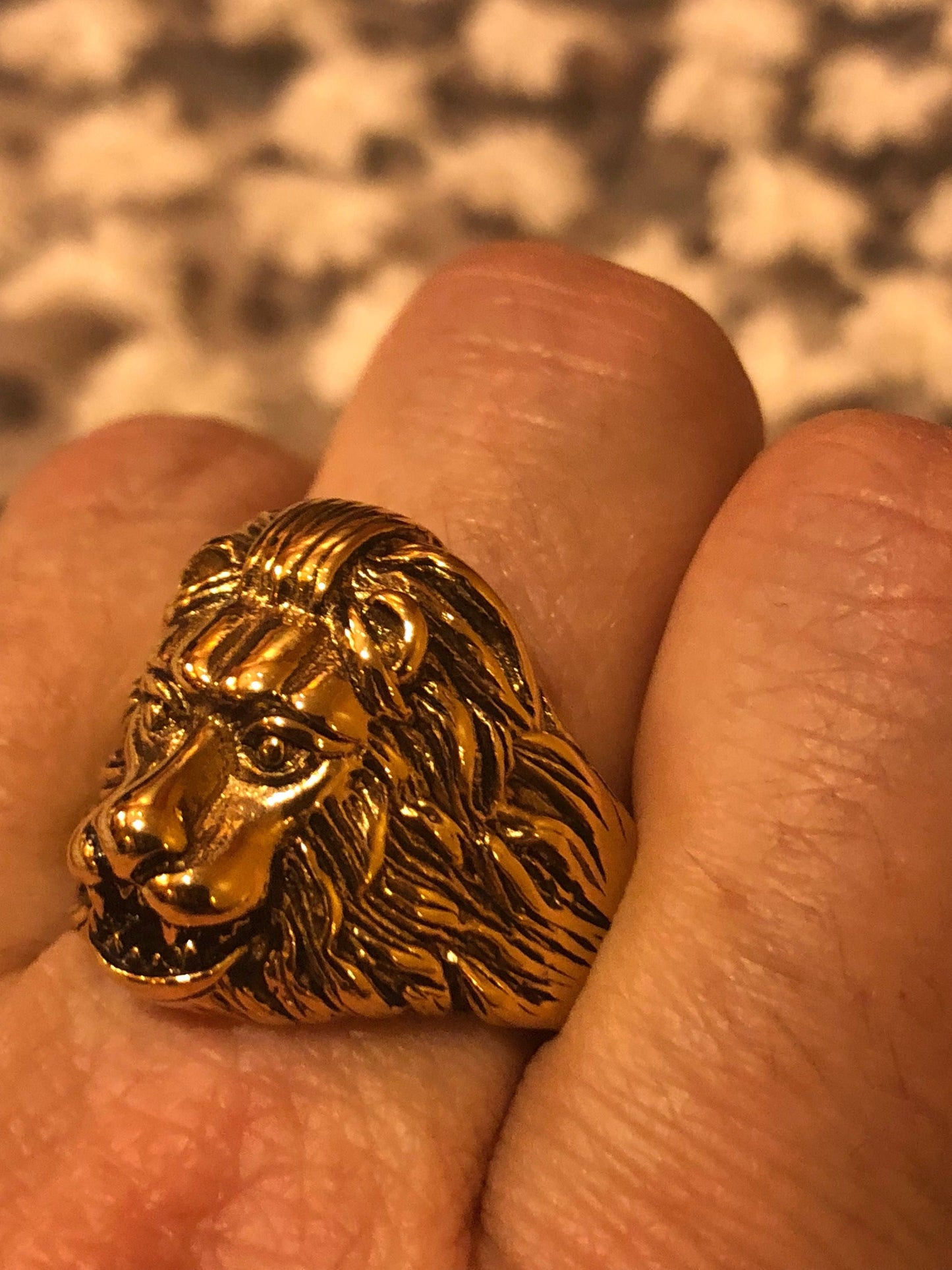 Vintage Gothic Golden Leo Lion Head Mens Ring