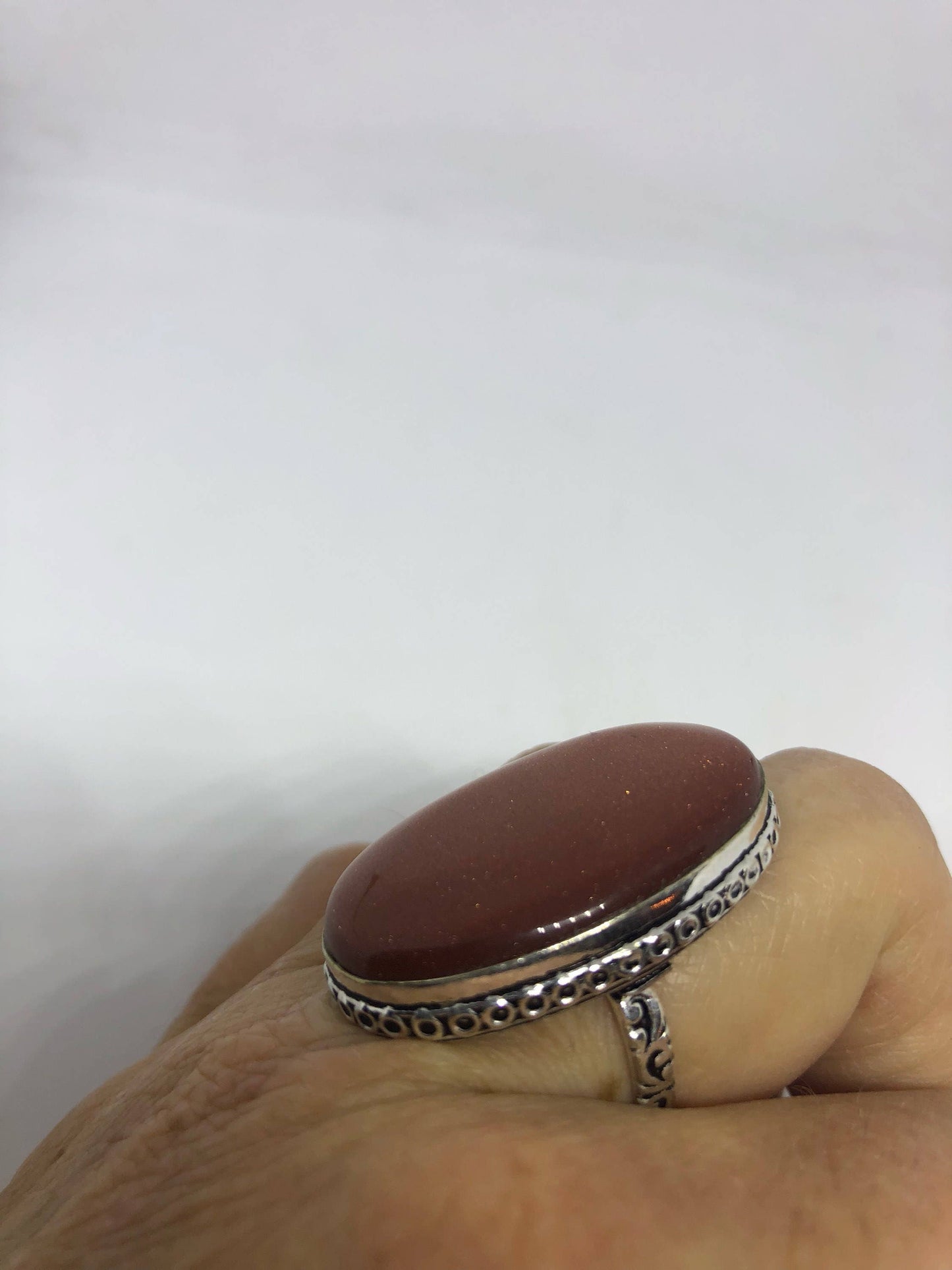 Vintage Goldstone Gold Sandstone Cocktail Ring