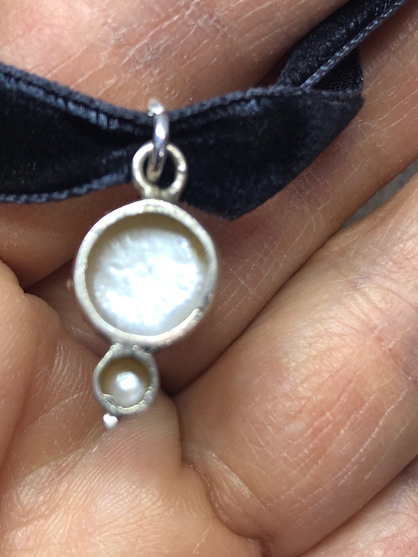Vintage White Pearl 925 Sterlng Silver Choker Necklace