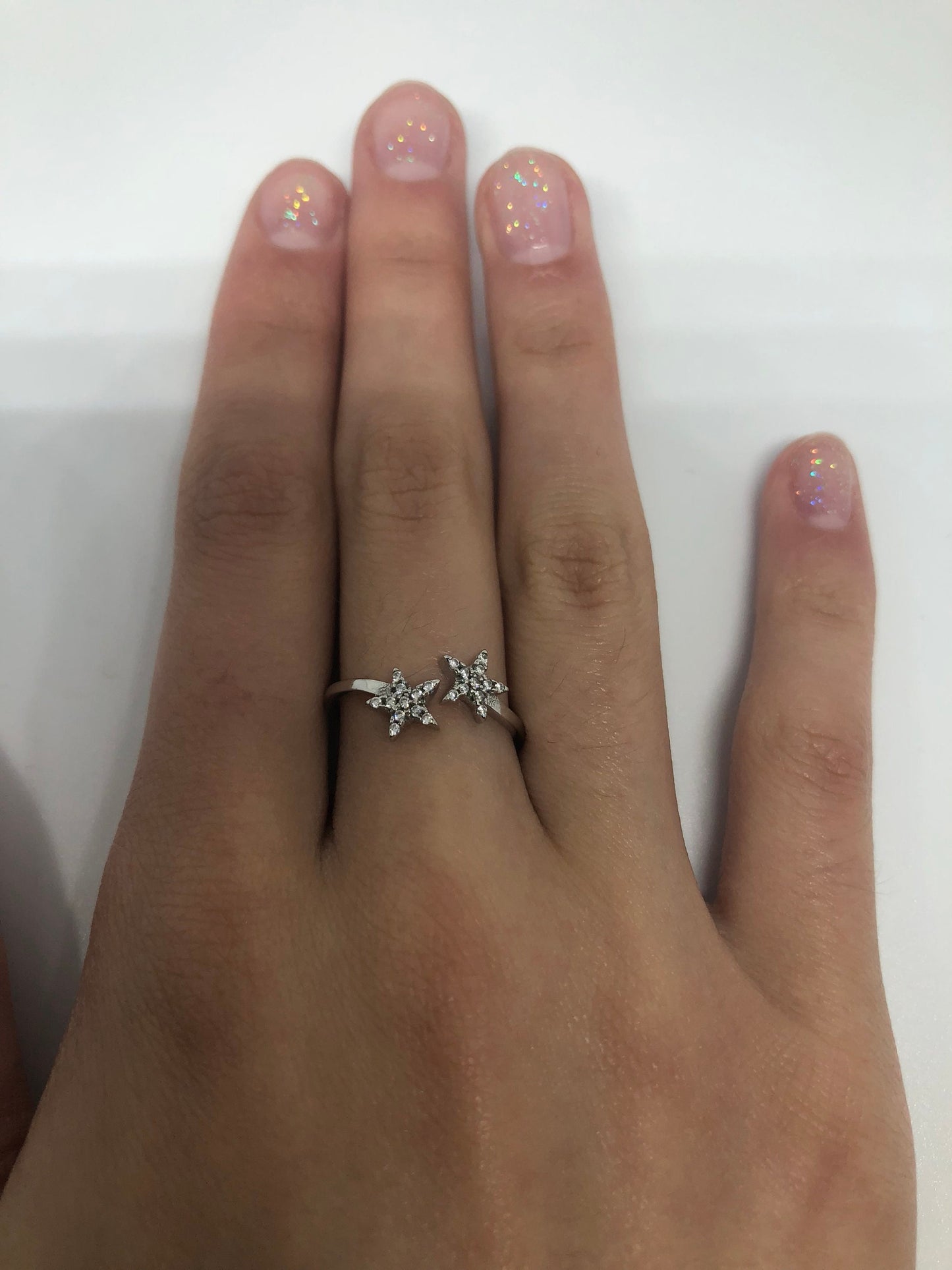 Brooklyn Line Micro Cubic Zirconia Crystal Sterling Silver Band Ring