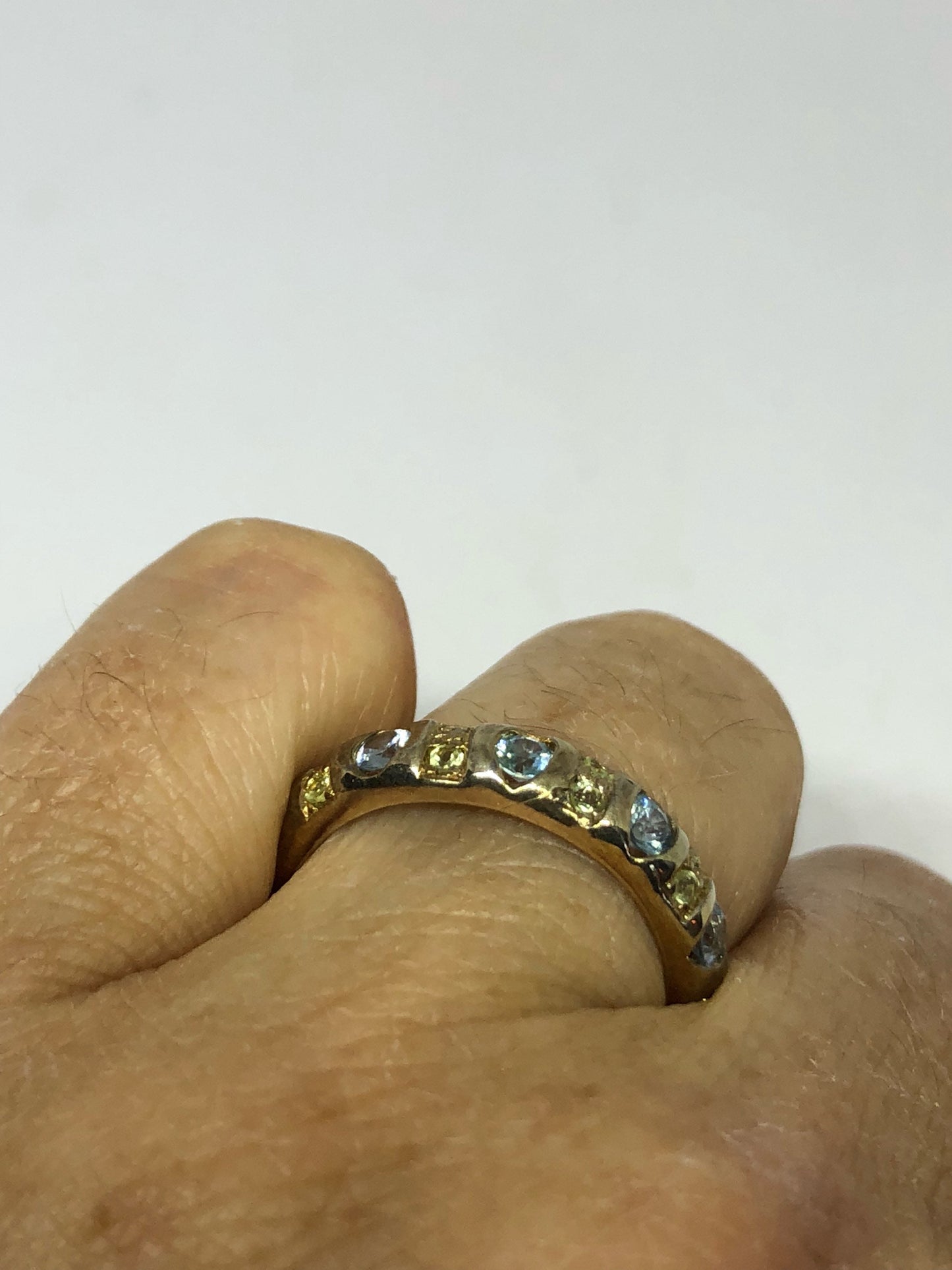 Vintage genuine blue topaz 925 sterling silver Ring