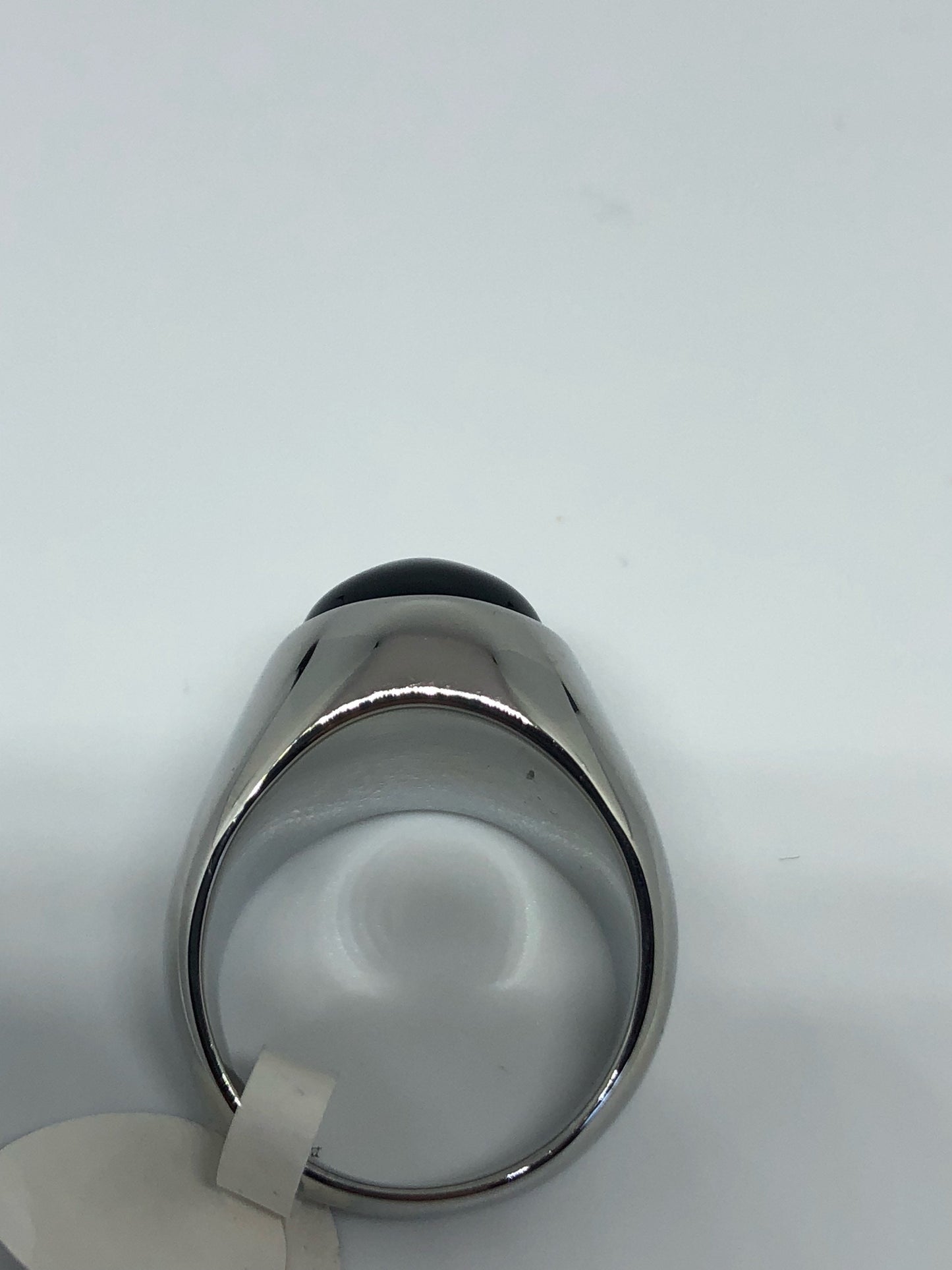 Vintage Gothic Black Onyx Stainless Steel Mens Ring
