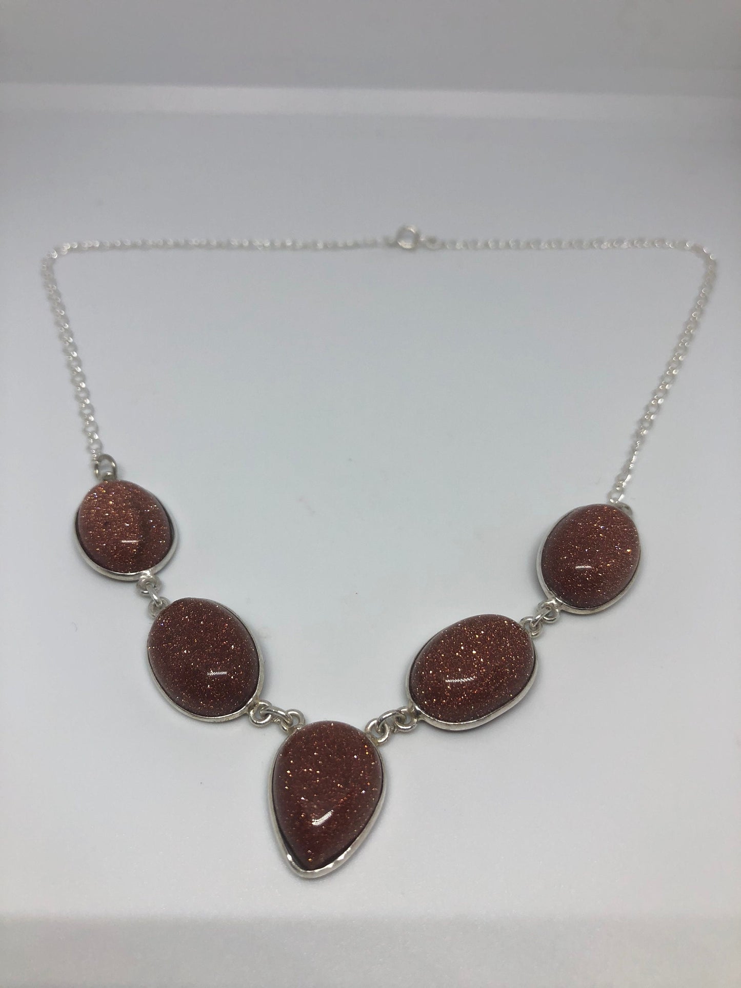 Vintage Golden Sandstone Silver collar Necklace Choker