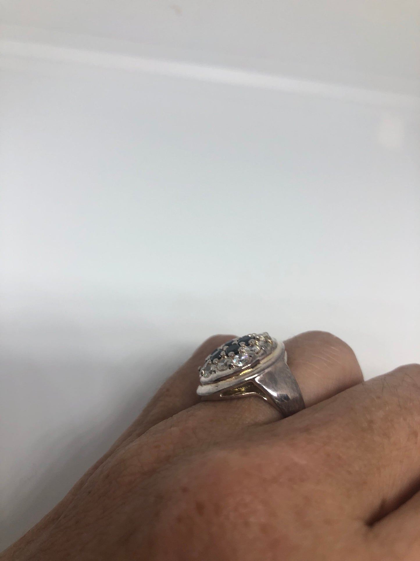 Vintage Handmade Deep Black Sapphire Setting 925 Sterling Silver Gothic Ring