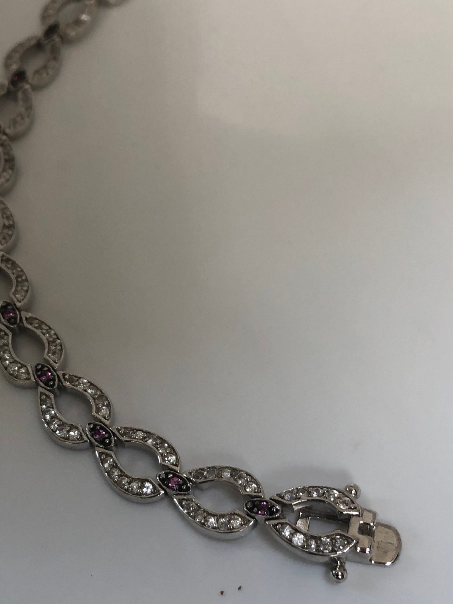 Handmade Genuine White Sapphires 925 Sterling Silver Tennis Bracelet