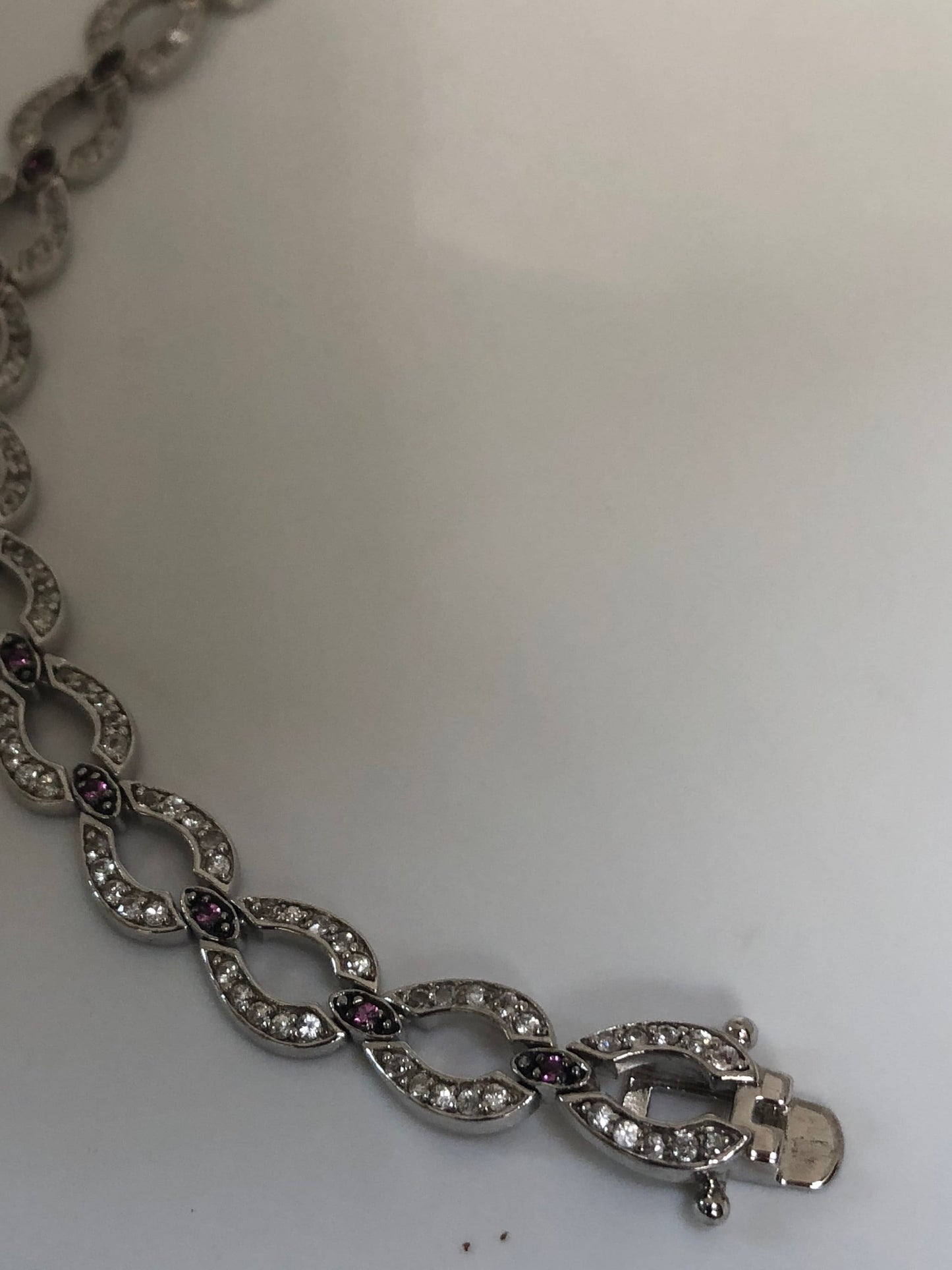 Handmade Genuine White Sapphires 925 Sterling Silver Tennis Bracelet