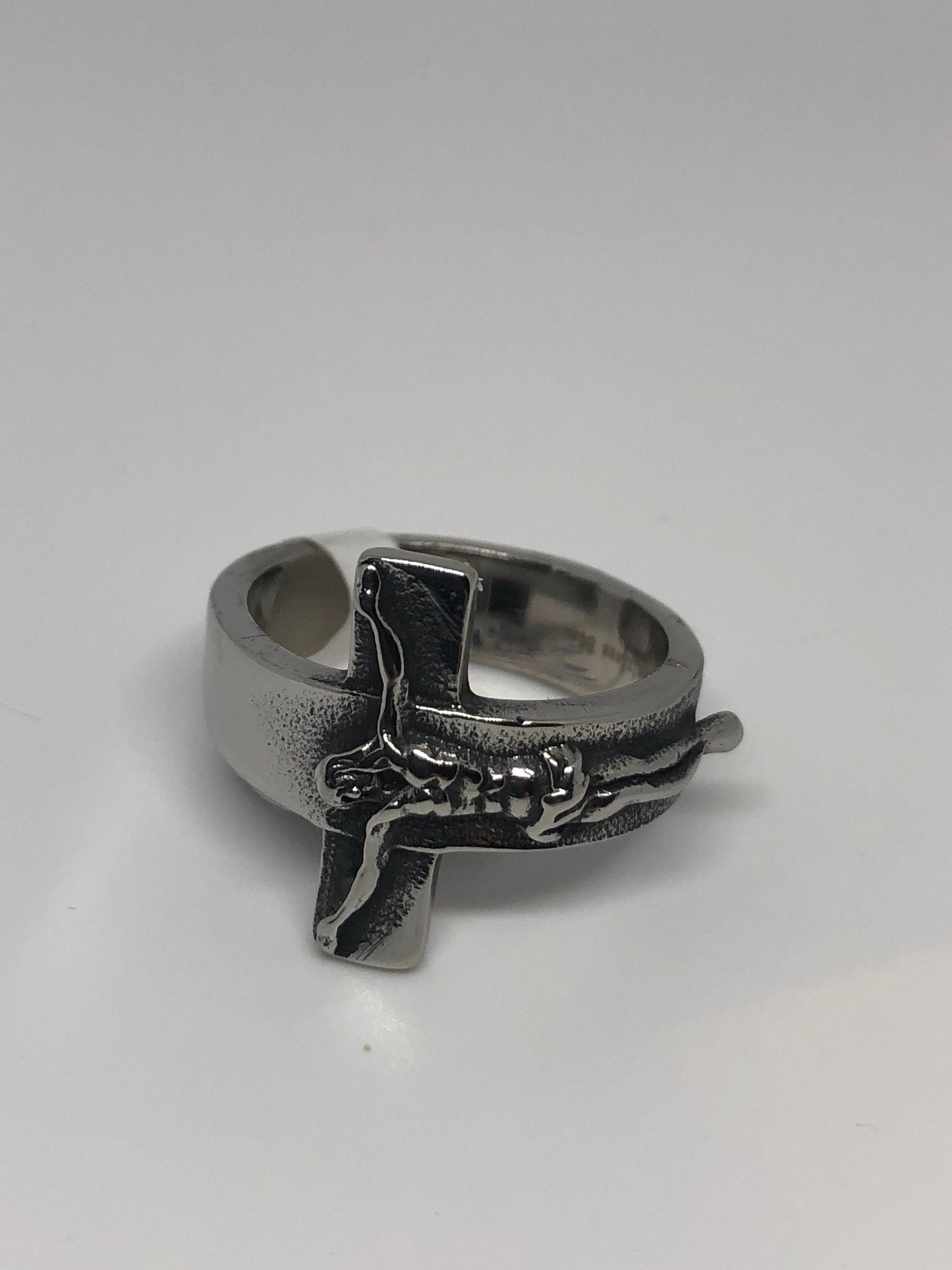 Vintage Gothic Cross Crucifix Mens Ring