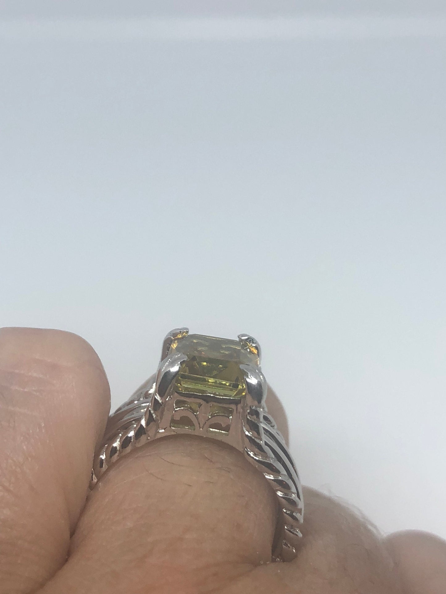 Vintage Handmade Golden Genuine Lemon Quartz 925 Sterling Silver Gothic Ring