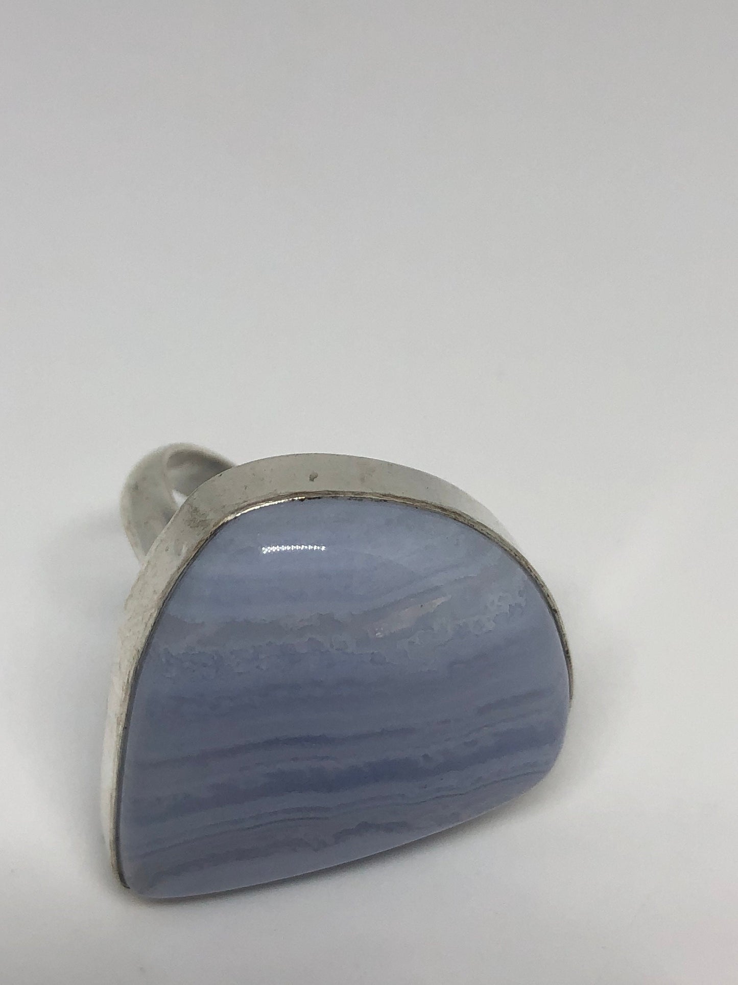 Vintage Genuine Blue Lace agate Silver Ring