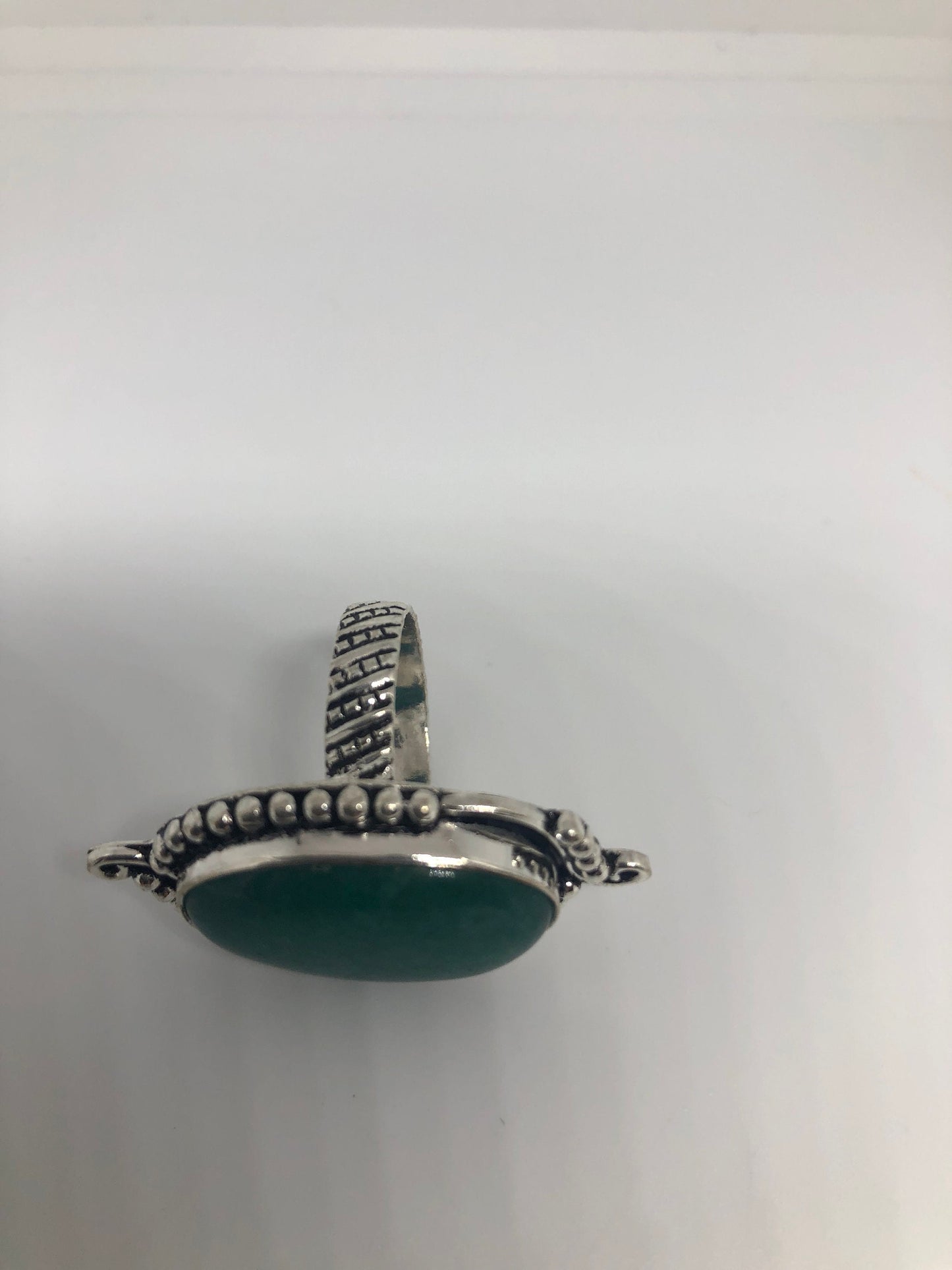 Vintage Green Nephrite Jade Ring About an Inch Long Knuckle Ring
