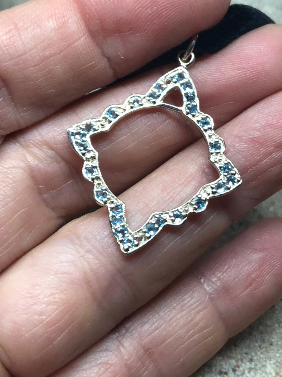 Vintage Genuine Deep Lindon Blue Topaz 925 Sterling Silver Necklace Pendant