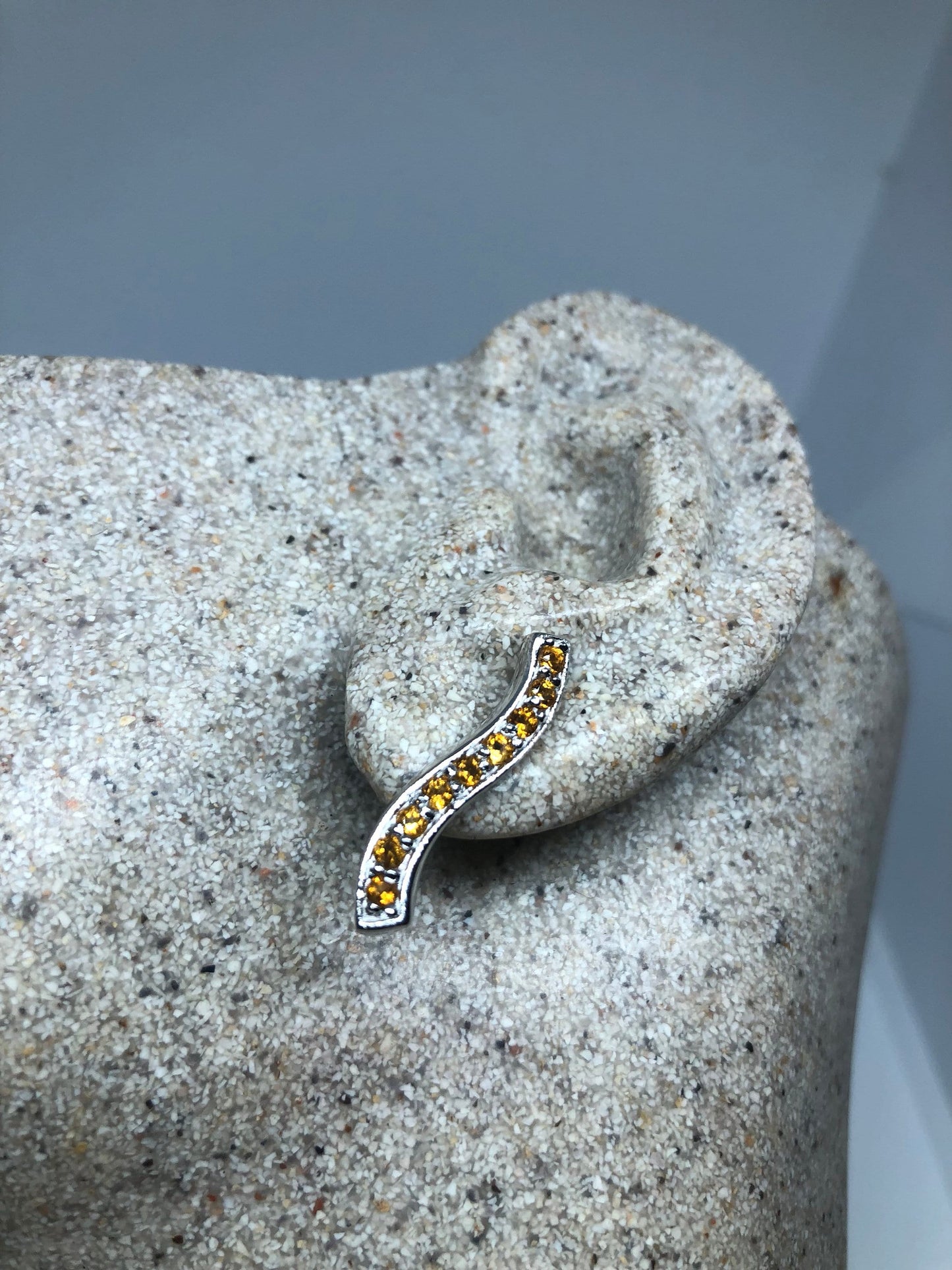 Vintage Citrine Earrings 925 Sterling Silver Stud