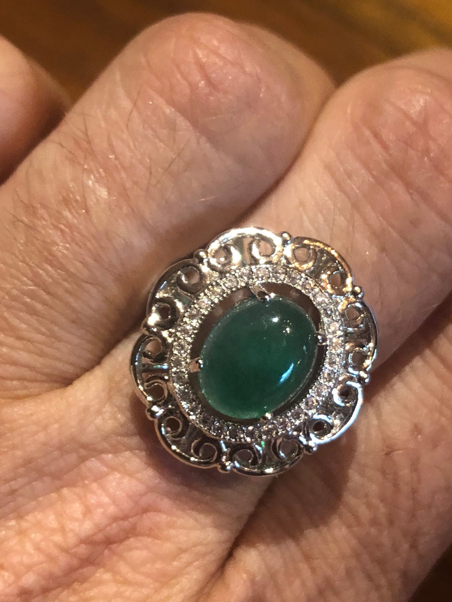 Vintage Lucky Green Nephrite Jade Ring