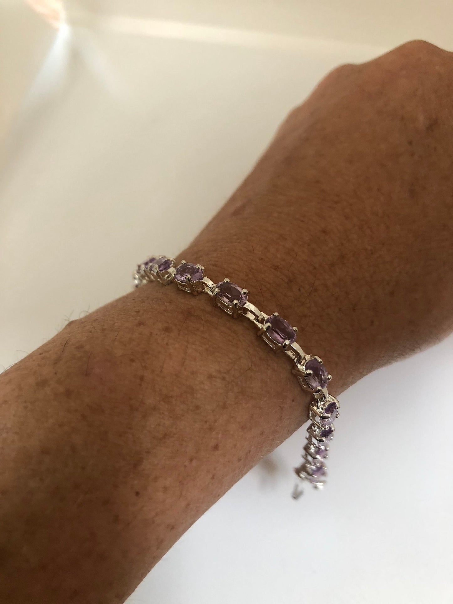 Vintage Purple Amethyst Tennis Bracelet in 925 Sterling Silver