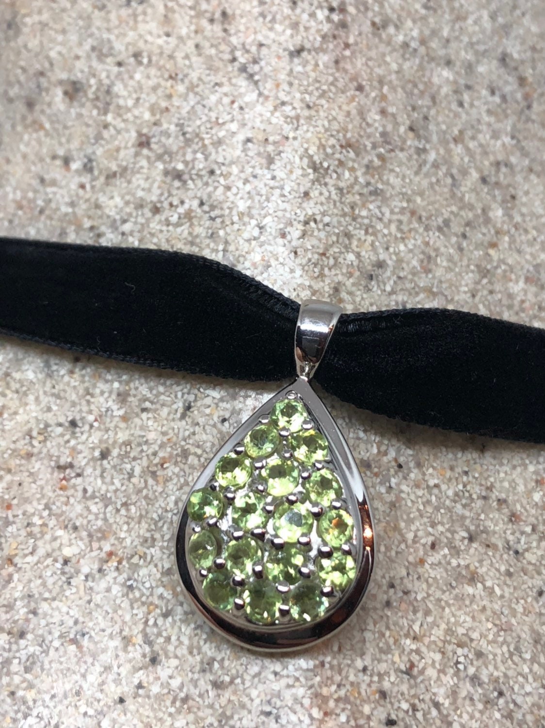 Vintage Handmade 925 Sterling Silver Genuine Peridot Pendant