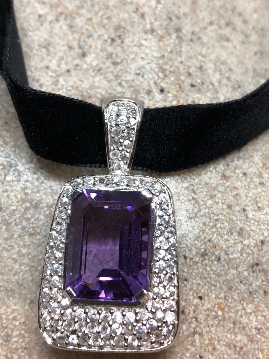 Vintage Handmade 925 Sterling Silver Purple Amethyst Pendant