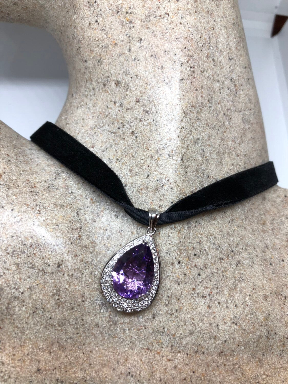 Vintage Handmade 925 Sterling Silver Purple Amethyst Pendant