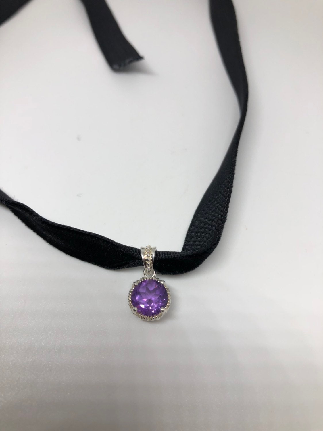 Vintage Handmade 925 Sterling Silver Purple Amethyst Pendant