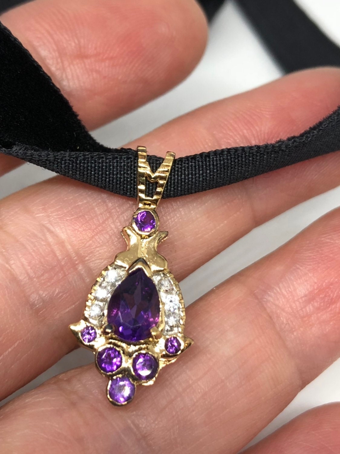 Vintage Handmade 925 Sterling Silver Purple Amethyst Pendant