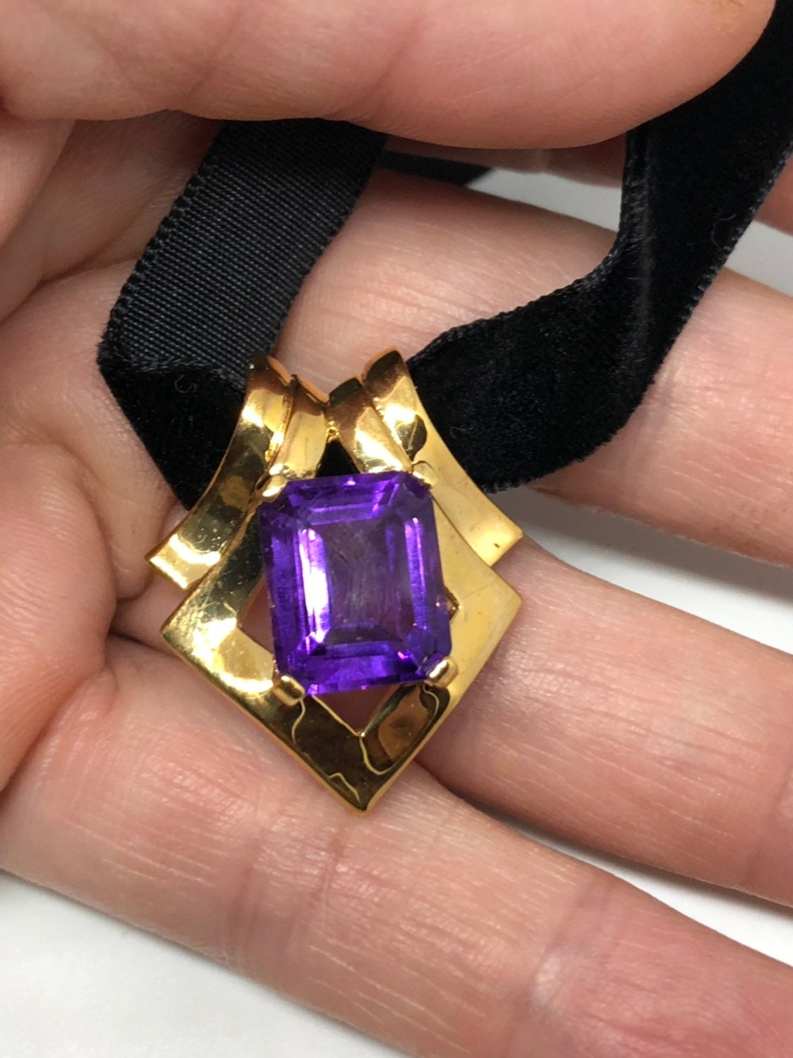 Vintage Handmade 925 Sterling Silver Purple Amethyst Pendant