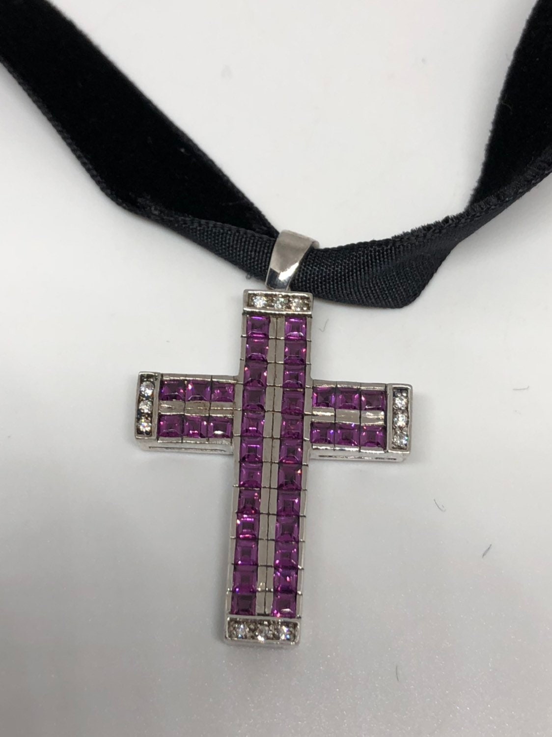 Vintage Handmade Sterling Silver Amethyst Celtic Cross Pendant