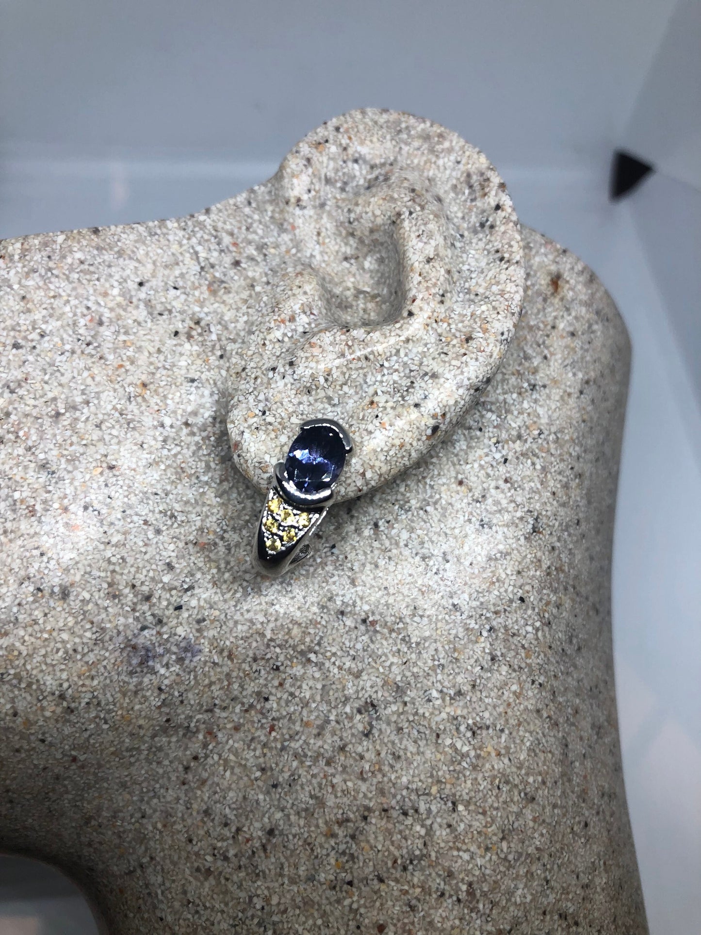 Vintage Sterling Silver Blue Iolite Earrings