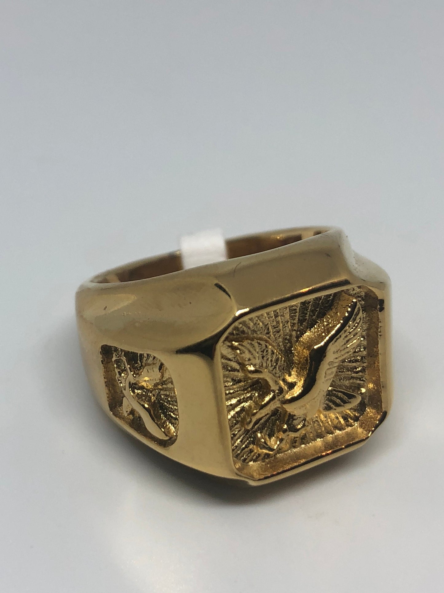 Vintage American Eagle Golden Stainless Steel Mens Ring