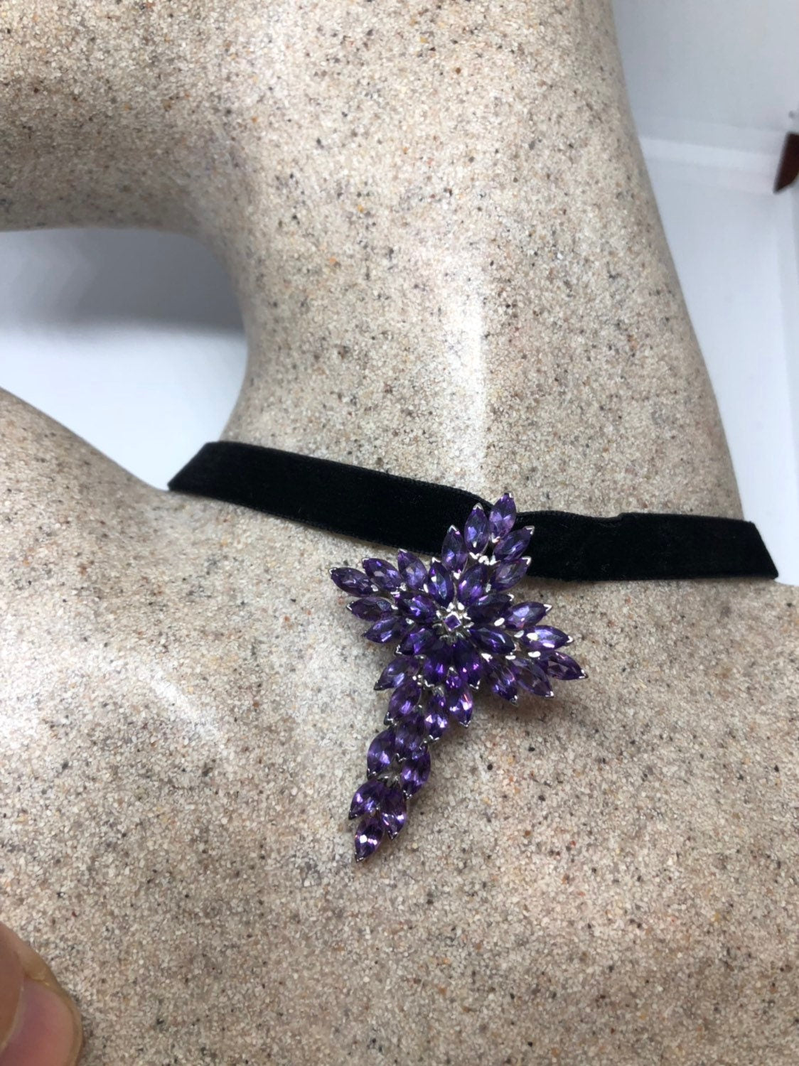 Vintage Handmade Sterling Silver Amethyst Celtic Cross Pendant