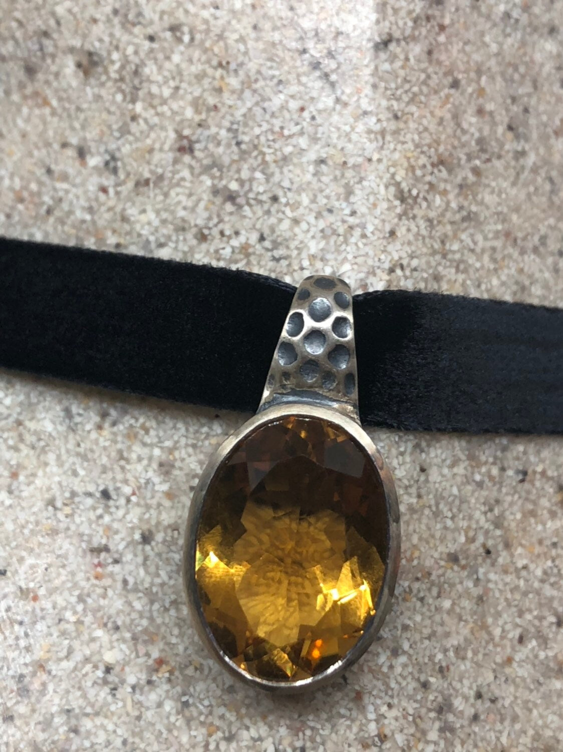 Vintage Handmade Sterling Silver Golden Lemon Citrine Pendant