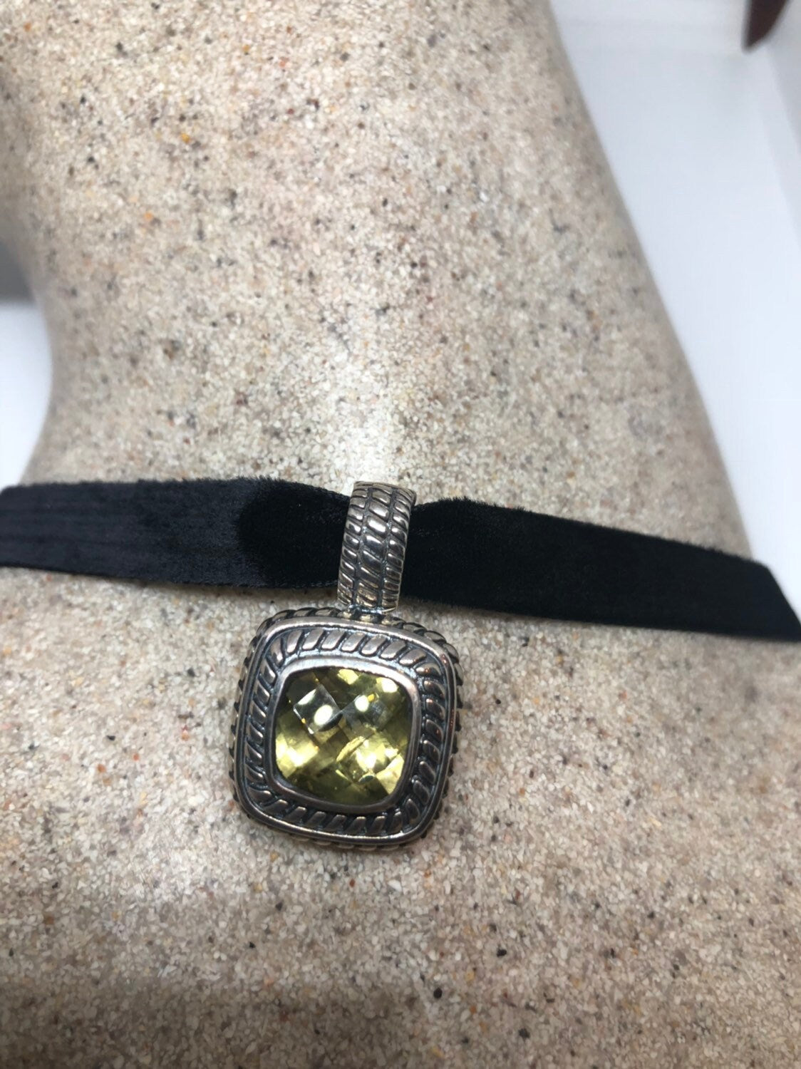 Vintage Sterling Silver Golden Lemon Citrine Choker Pendant