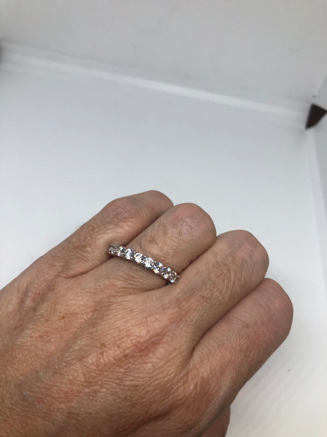 Vintage Filigree White Sapphire Crystal Gothic Sterling Silver Ring