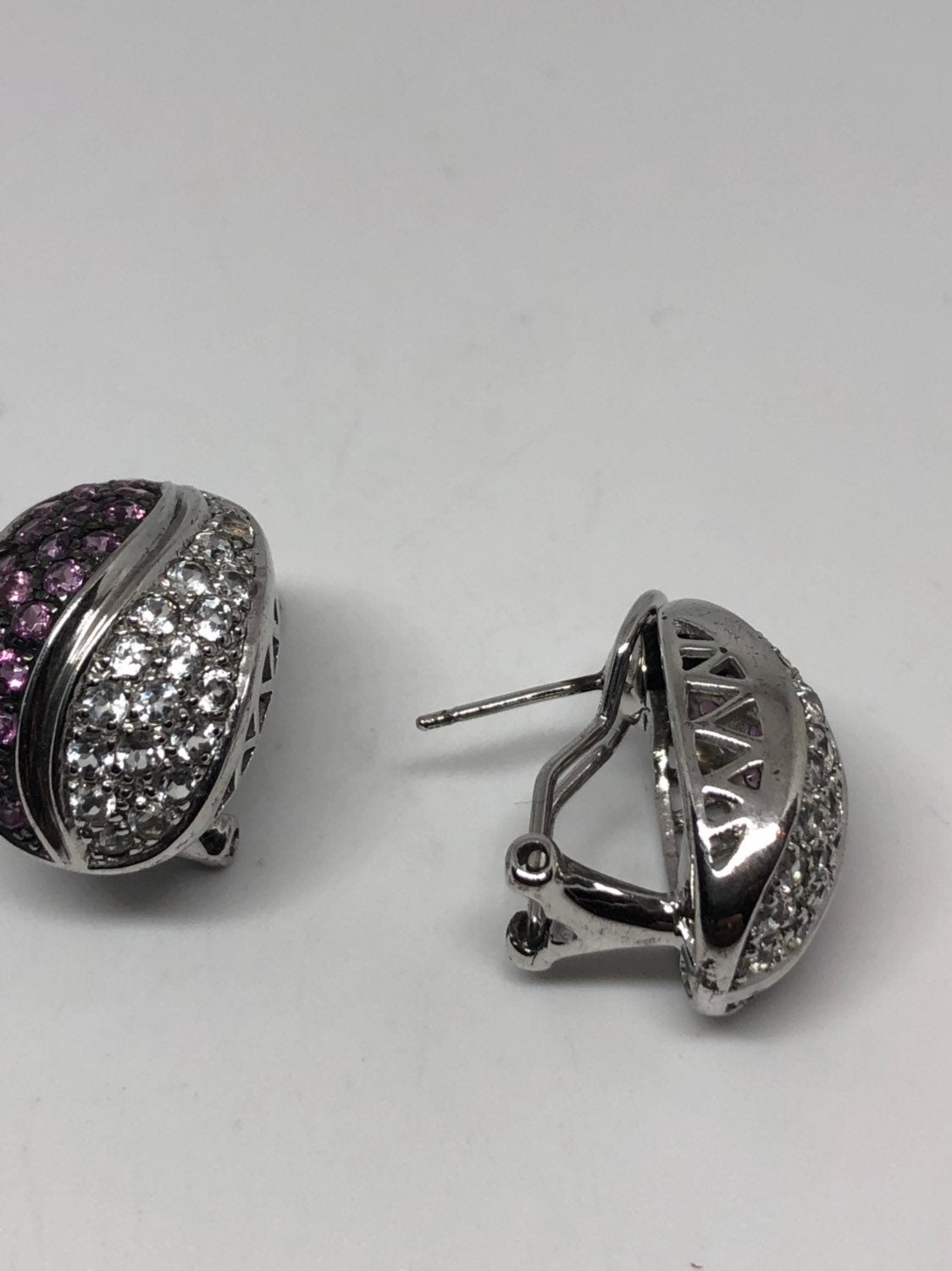 Vintage Handmade Sterling Silver Genuine tourmaline Earrings