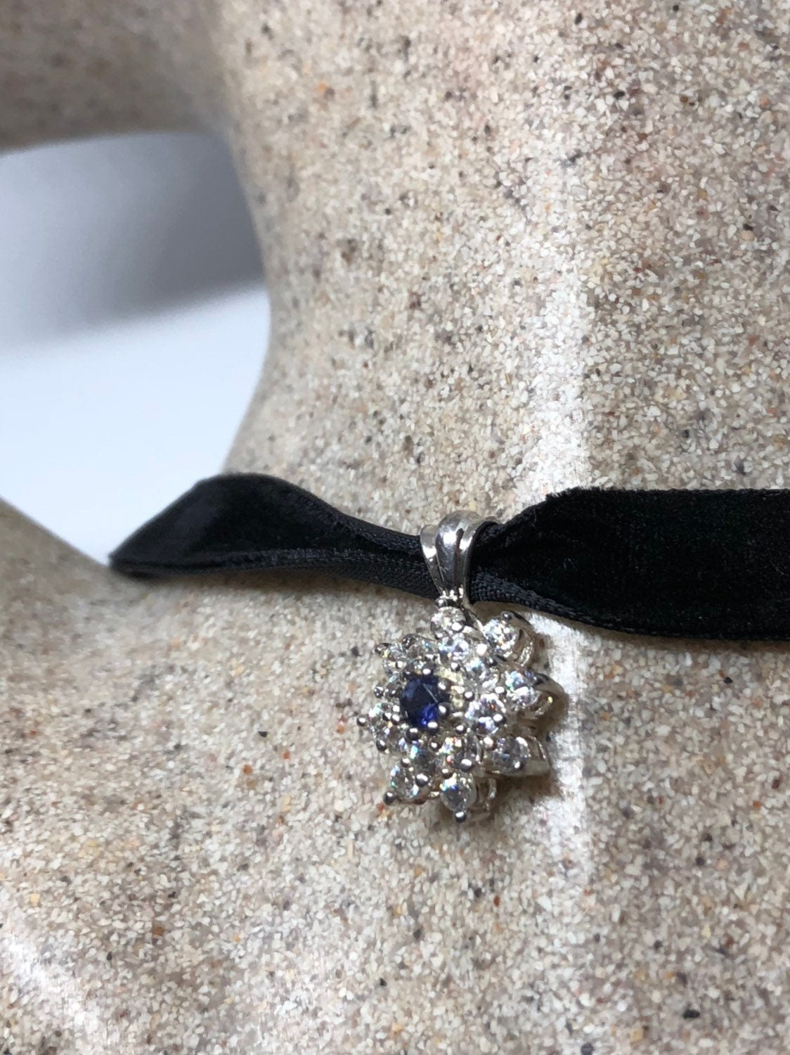 Vintage Handmade 925 Sterling Silver Blue Tanzanite Pendant