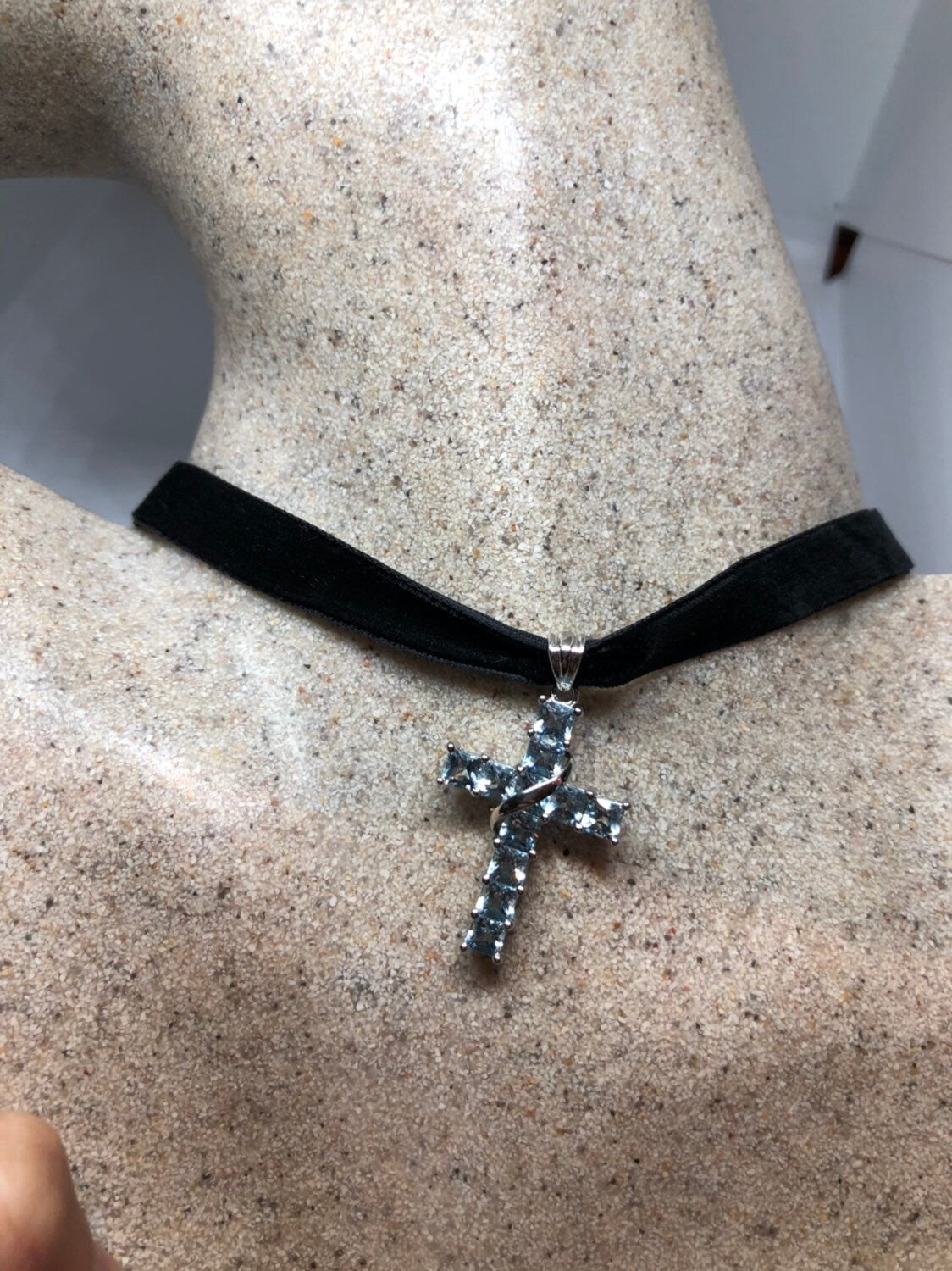 Vintage Genuine Deep Blue Topaz 925 Sterling Silver Necklace Pendant