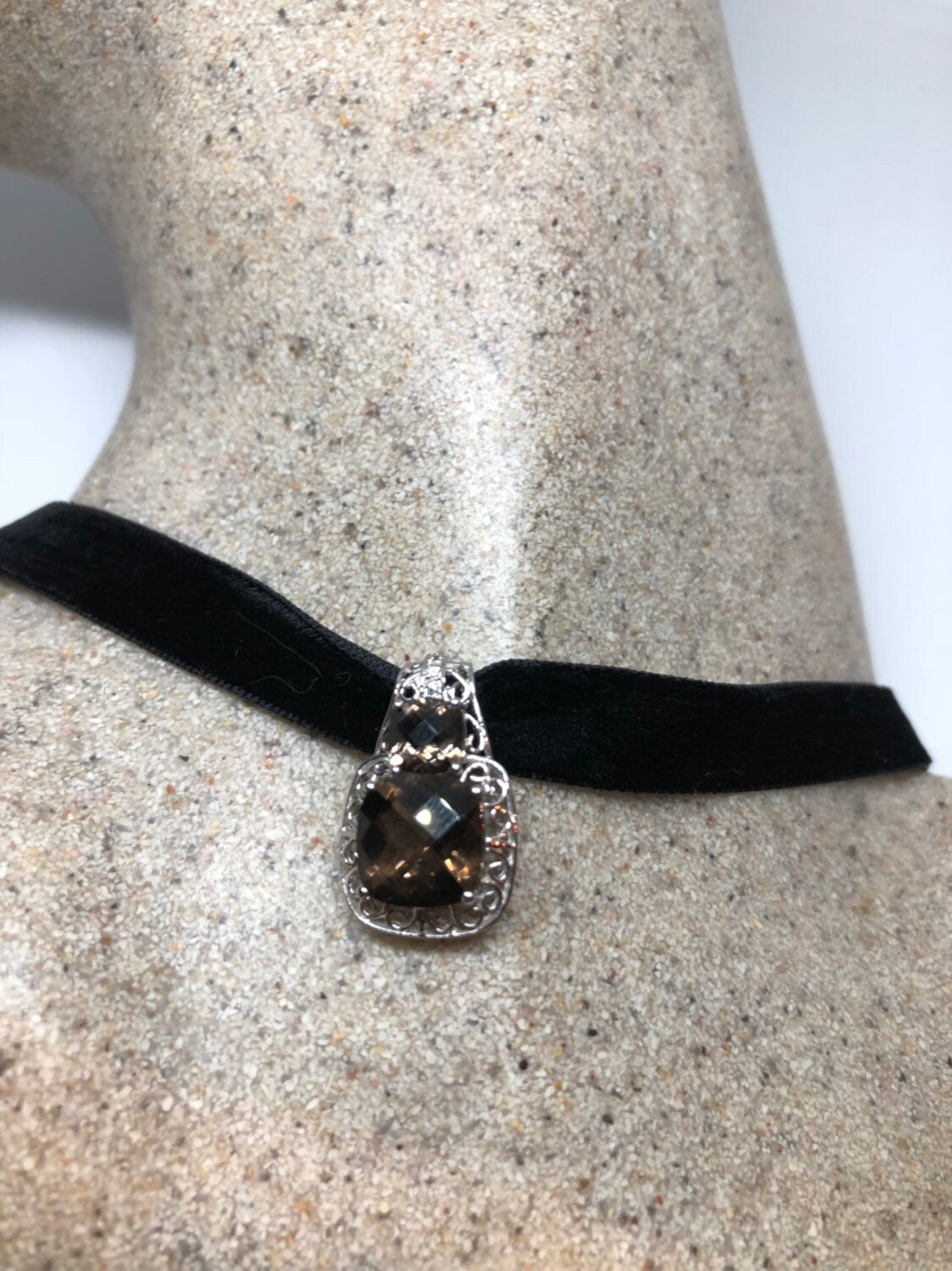 Vintage Handmade 925 Sterling Silver Smoky Quartz Pendant