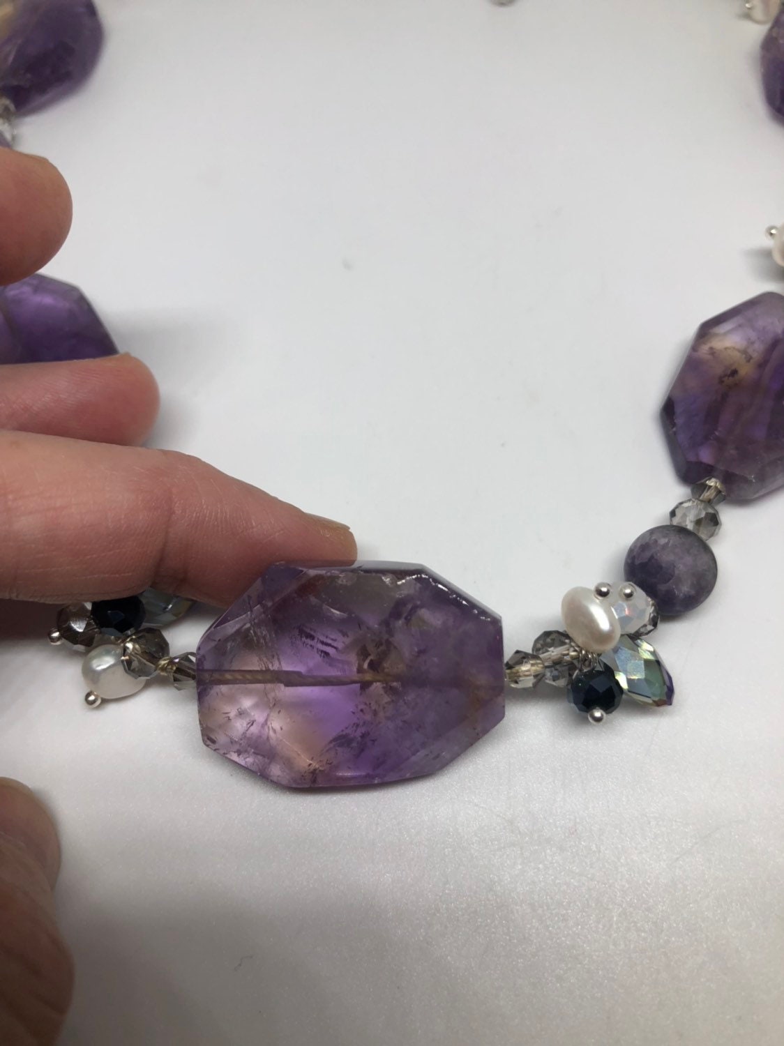Deep Purple Genuine Amethyst Bead Choker Necklace