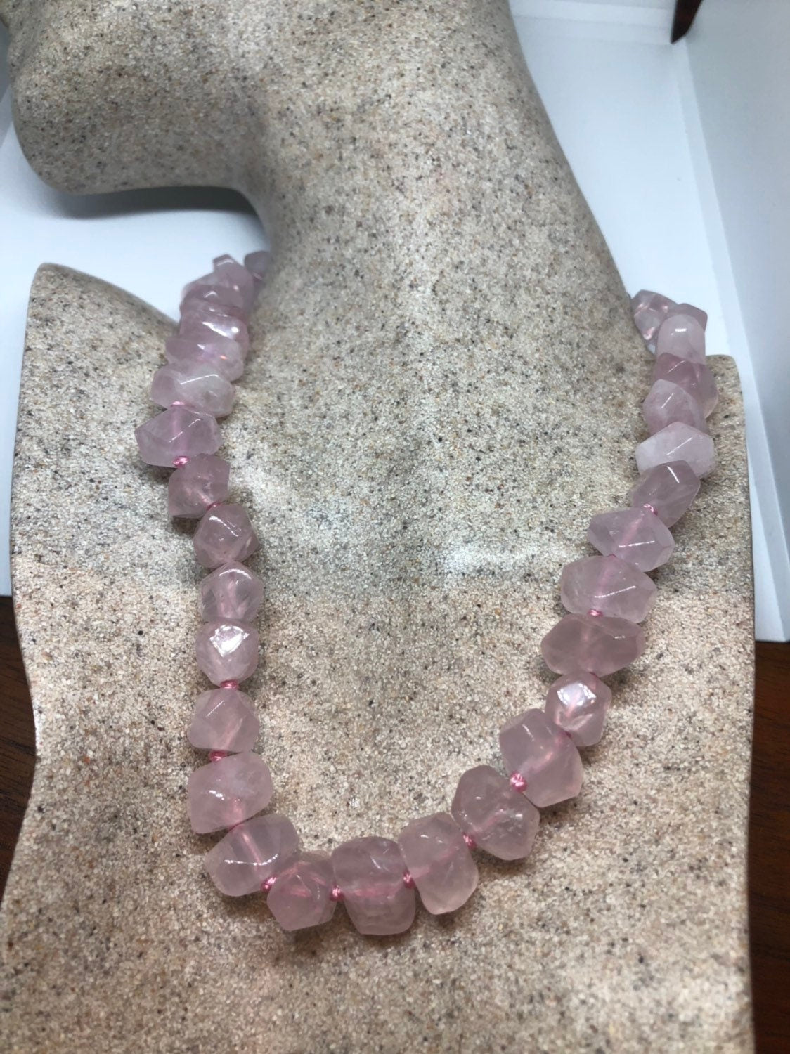 Vintage Handmade Pink Rose Quartz beads