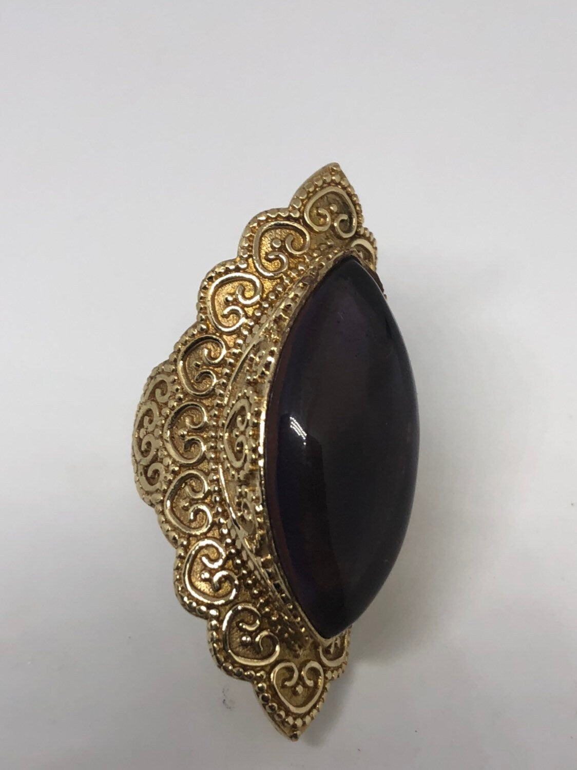 Vintage Amethyst Brass Knuckle Ring