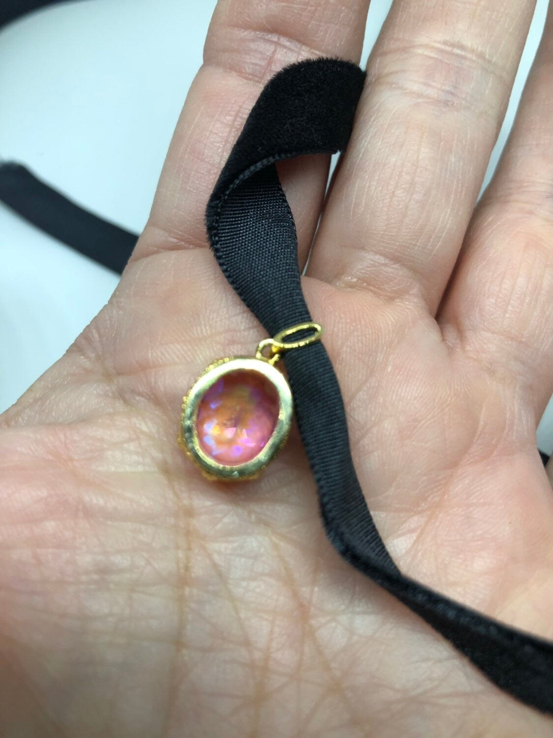 Vintage Handmade Golden 925 Sterling Silver Mystic Genuine Topaz Antique Pendant Necklace