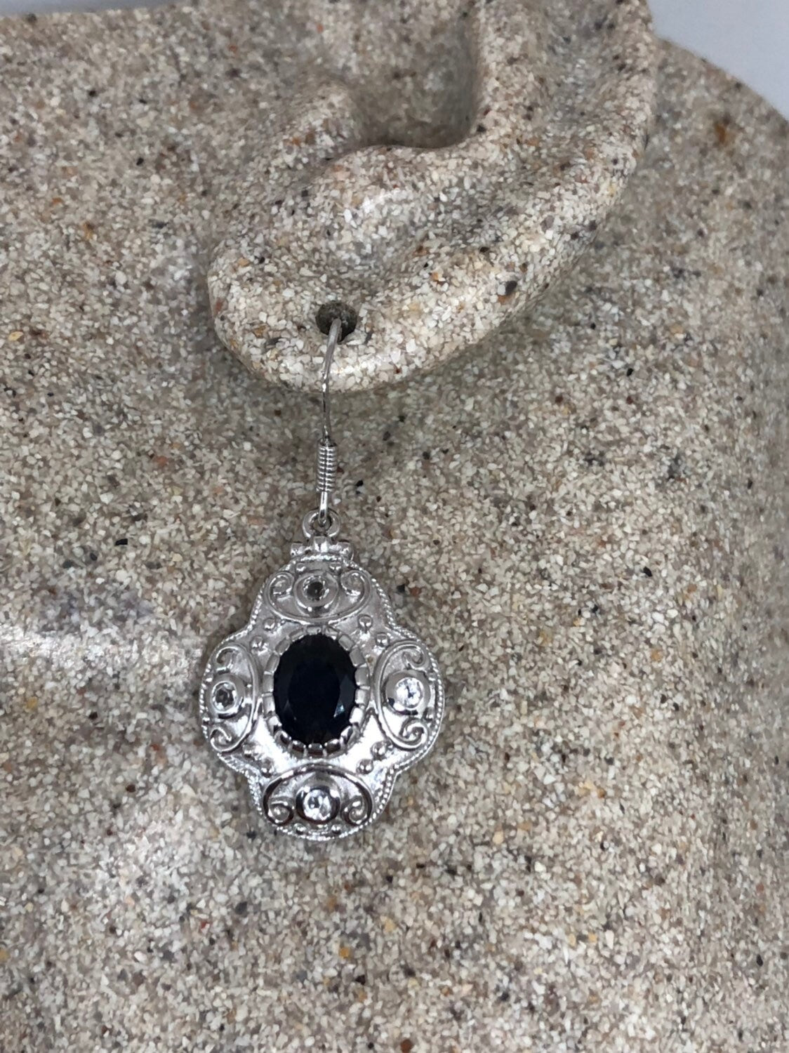 Vintage Handmade Sterling Silver Deep Blue Iolite Earrings