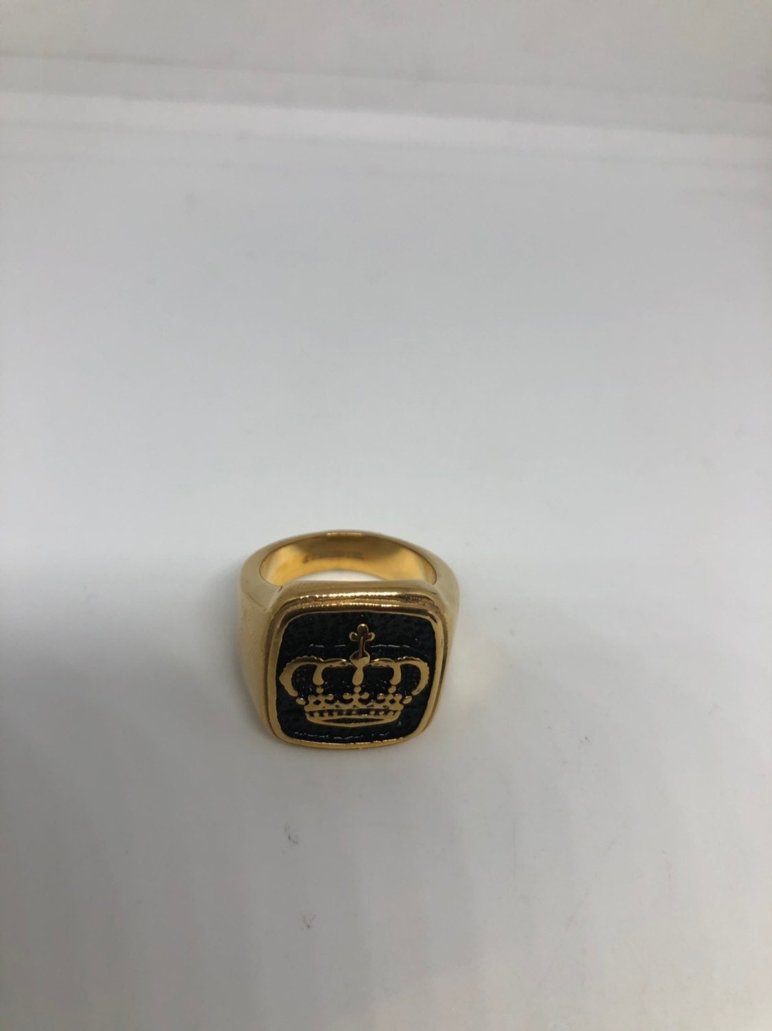 Vintage Gothic Golden Stainless Steel Crown Men's Ring