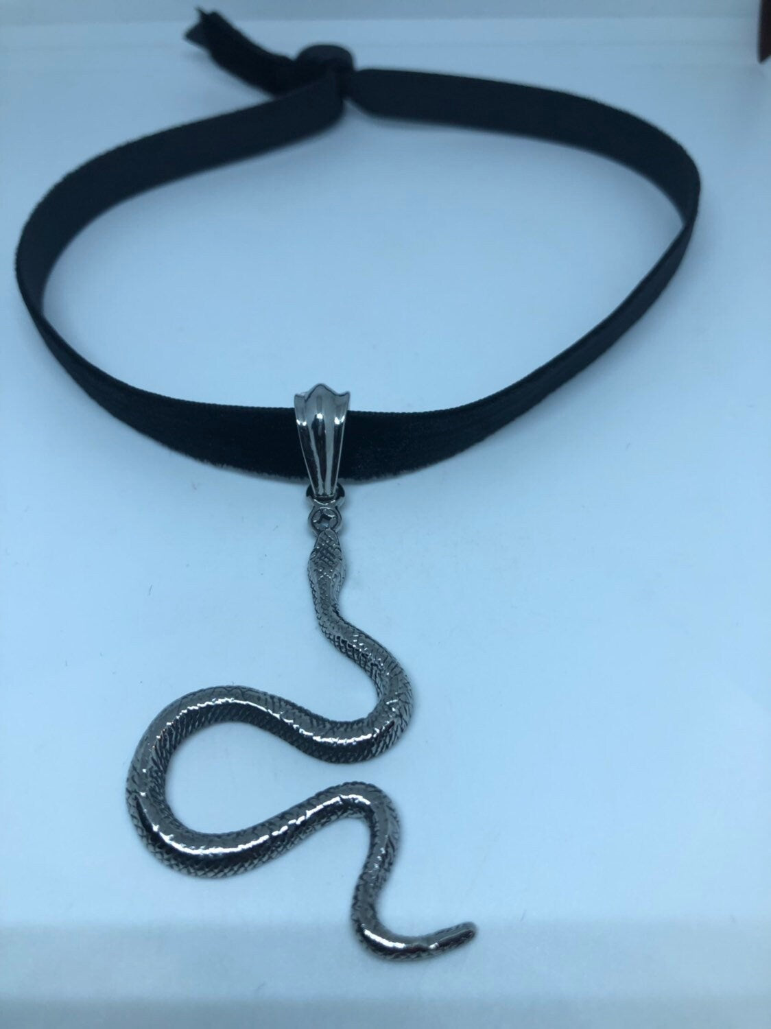 Vintage Handmade Stainless Steel Snake Lucky Yen Amulet Pendant