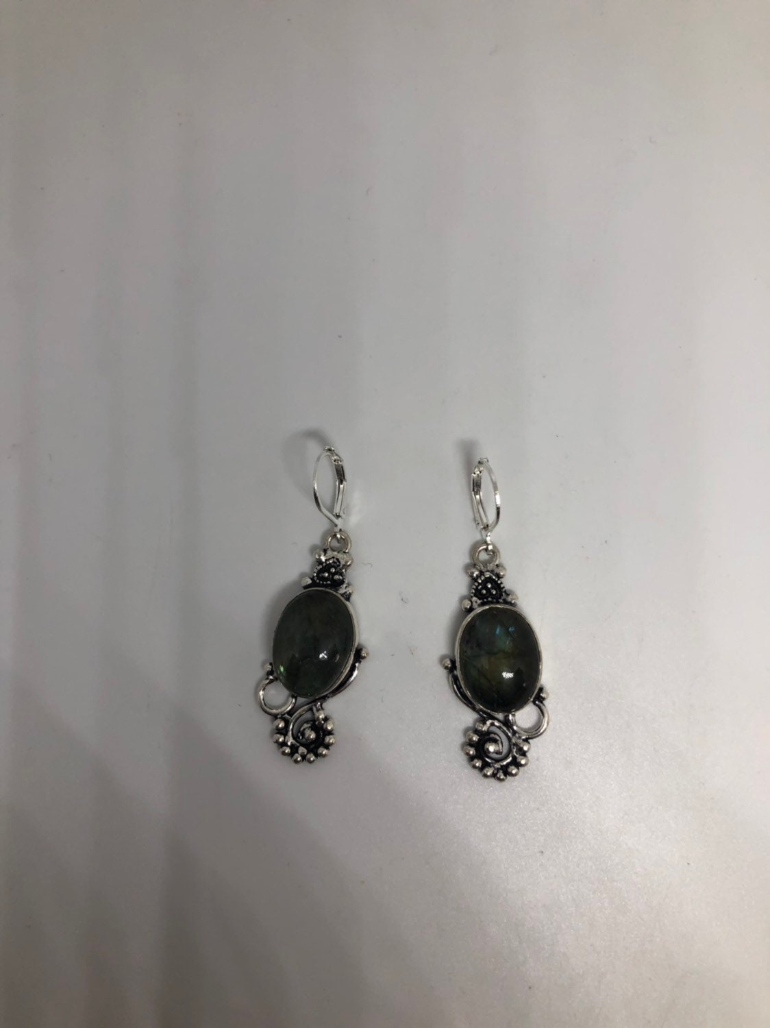 Vintage Labradorite Silver Dangle Earrings