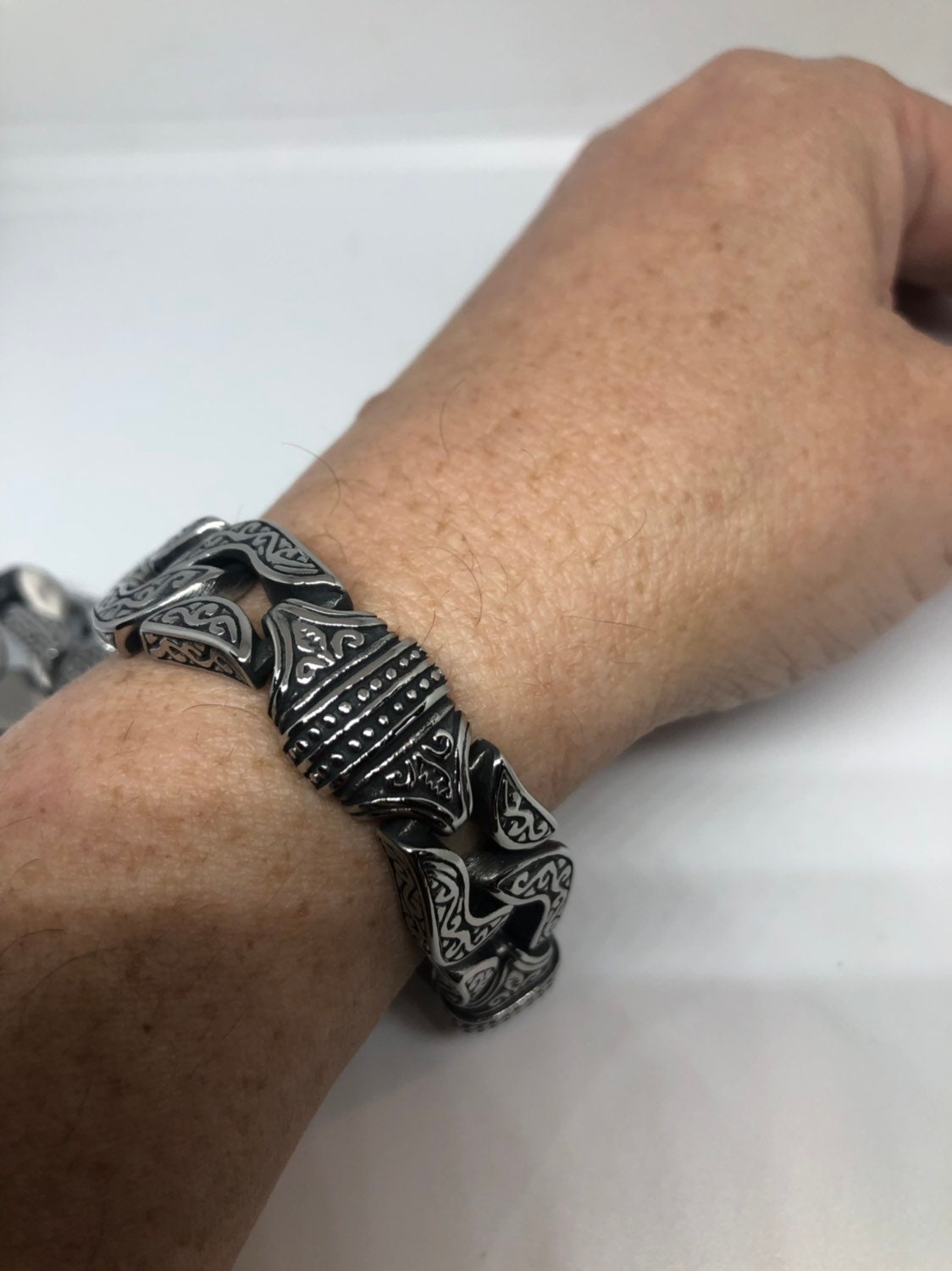 Vintage Style Unisex Men Gothic Silver Stainless Steel Bracelet