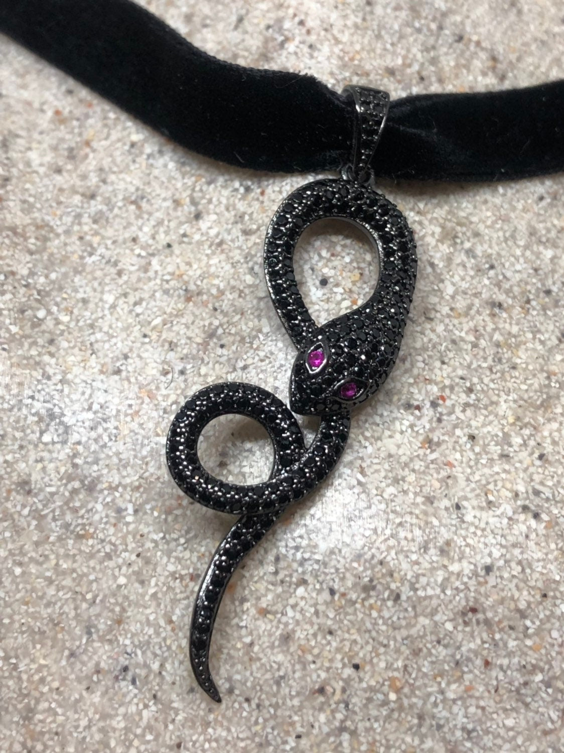 Handmade Gothic Styled Silver Finished Genuine Austrin Crystal Snake Choker Necklace